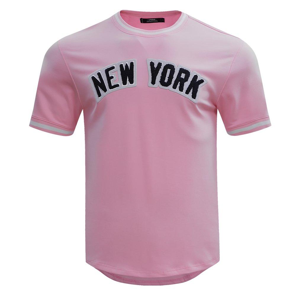 Pro Standard Men's MLB New York Yankees Classic Chenille Striped Sleeve Top - PINK Thumbnail View 1