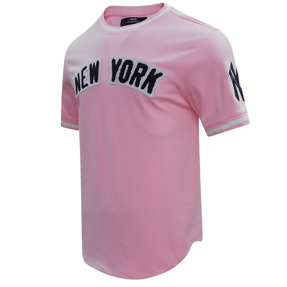 Pro Standard Men's MLB New York Yankees Classic Chenille Striped Sleeve Top - PINK Thumbnail View 3