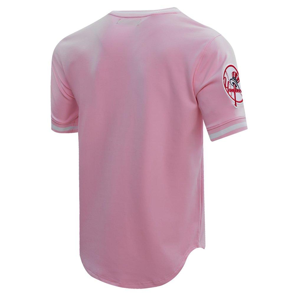 Pro Standard Men's MLB New York Yankees Classic Chenille Striped Sleeve Top - PINK Thumbnail View 4