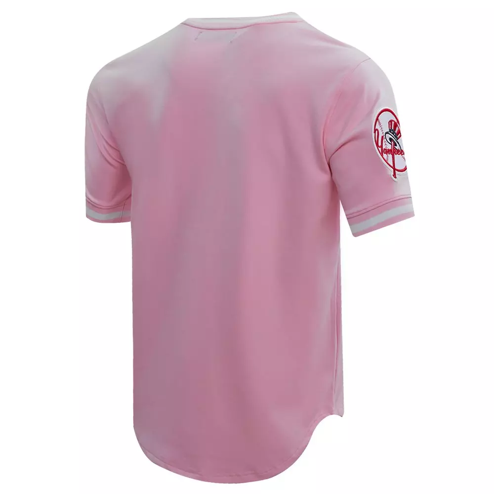 Pro Standard Men's MLB New York Yankees Classic Chenille Striped Sleeve Top - PINK