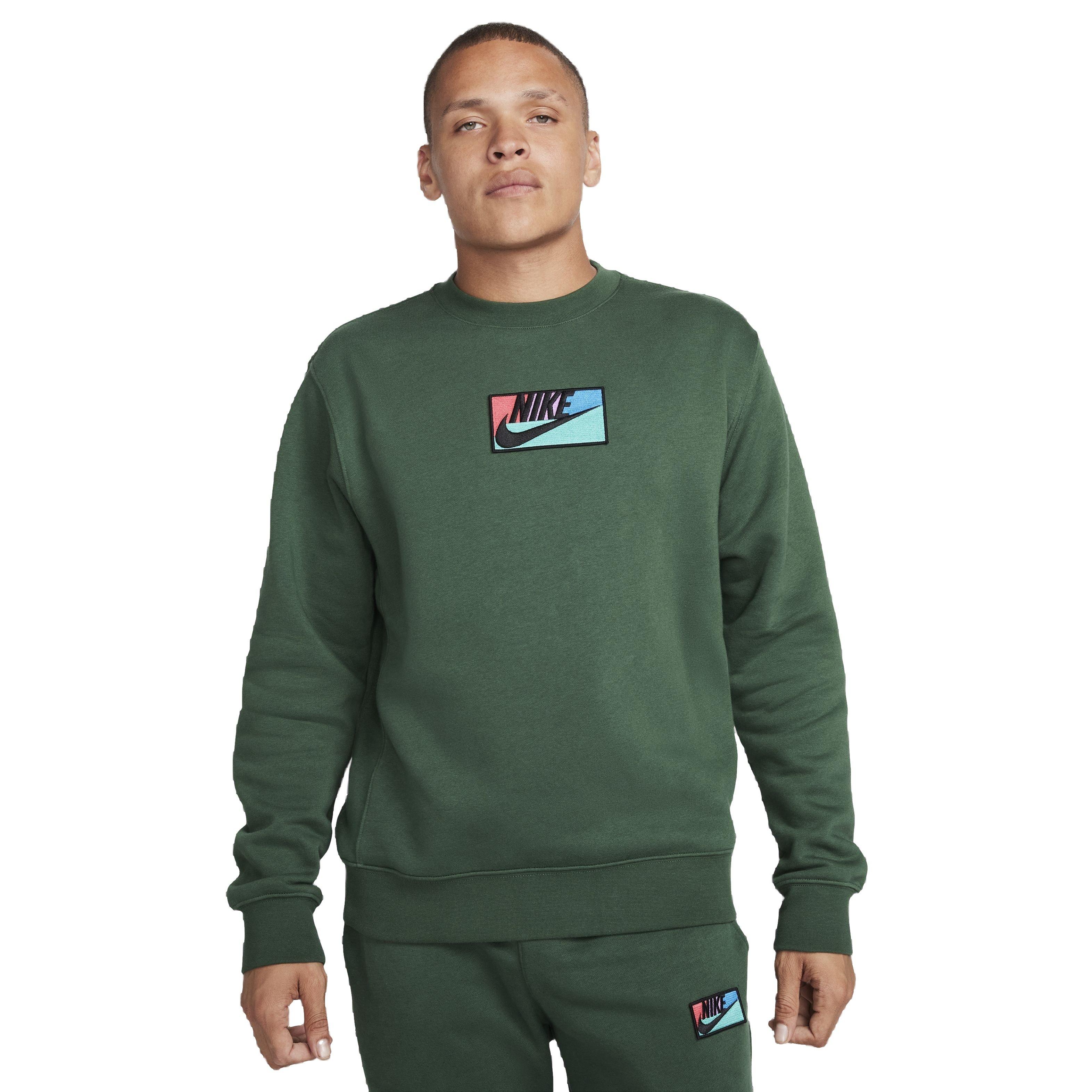 Nike Men's Club Fleece Crew - GREEN Thumbnail View 1