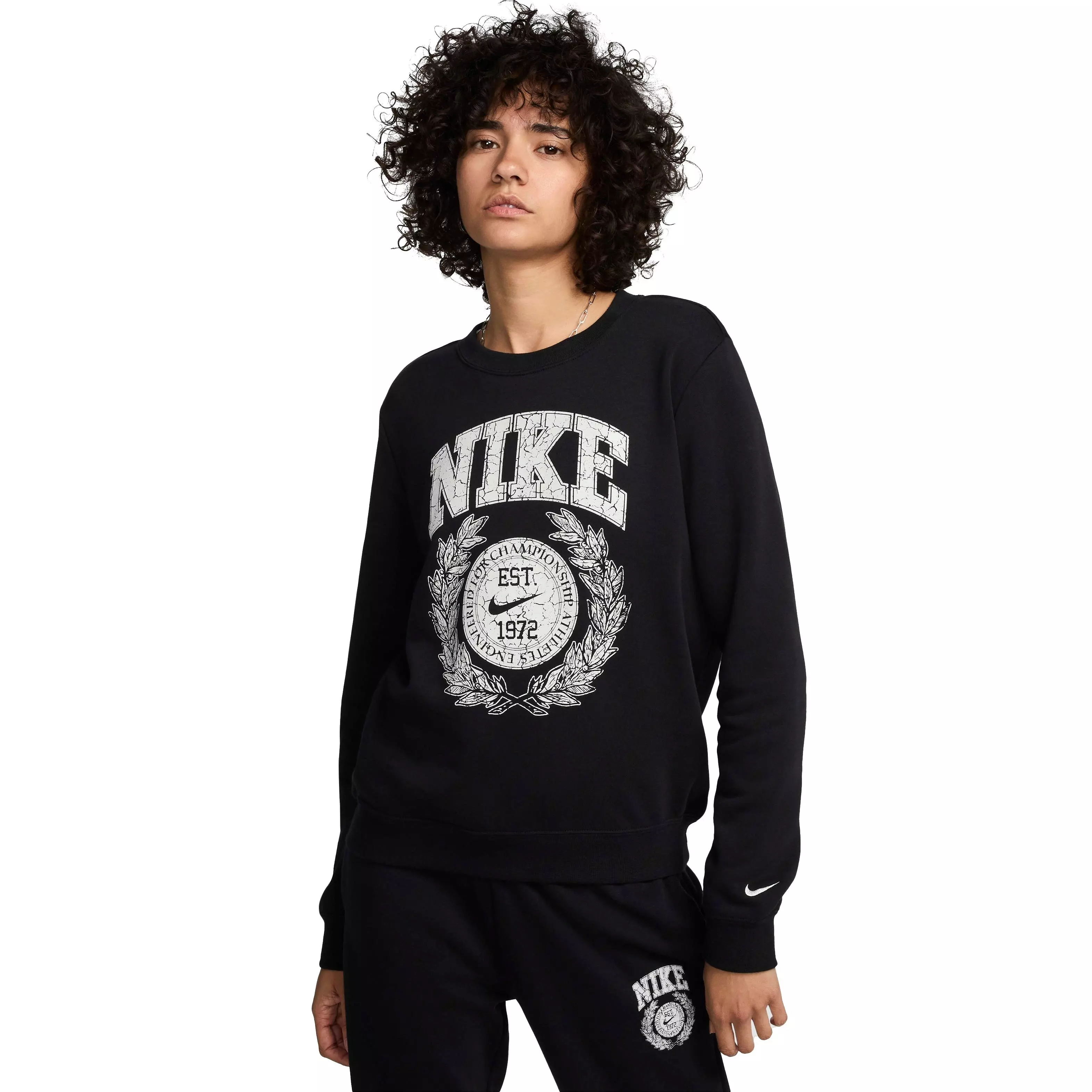 Nike Women's Sportswear Club Fleece Crewneck Sweatshirt - BLACK