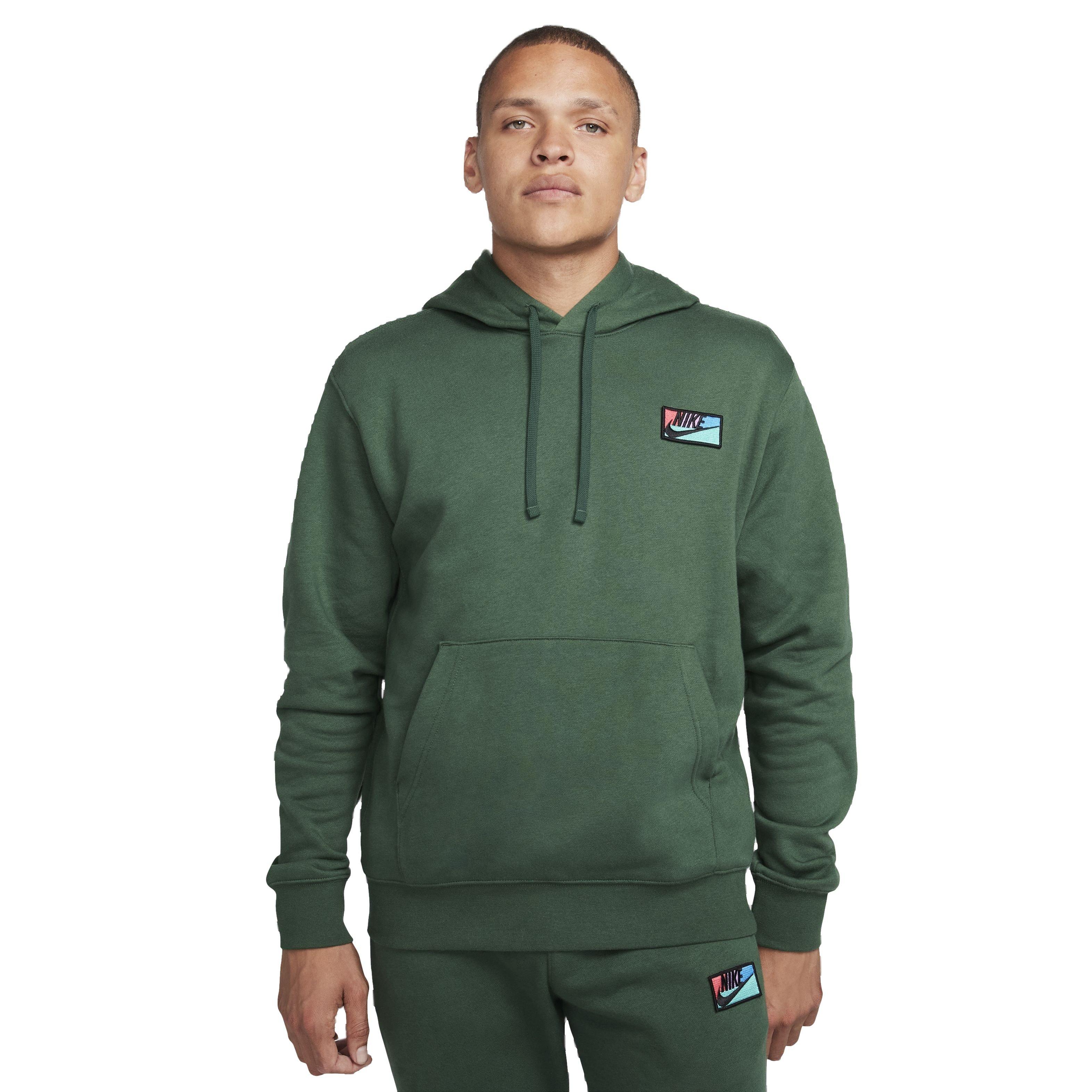 Nike Men's Club Fleece Patch Graphic BB Pullover Hoodie - GREEN Thumbnail View 1