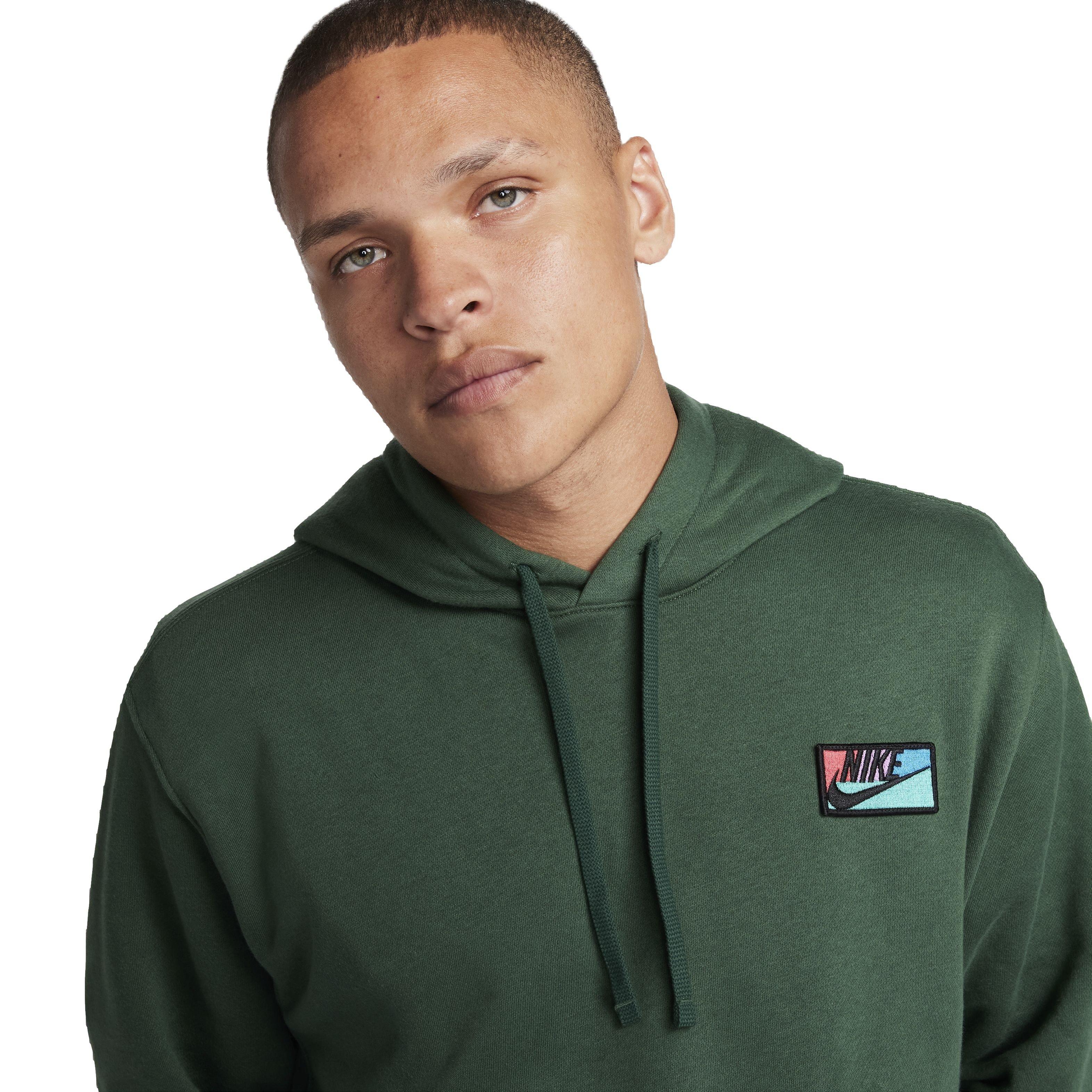 Nike Men's Club Fleece Patch Graphic BB Pullover Hoodie - GREEN Thumbnail View 3