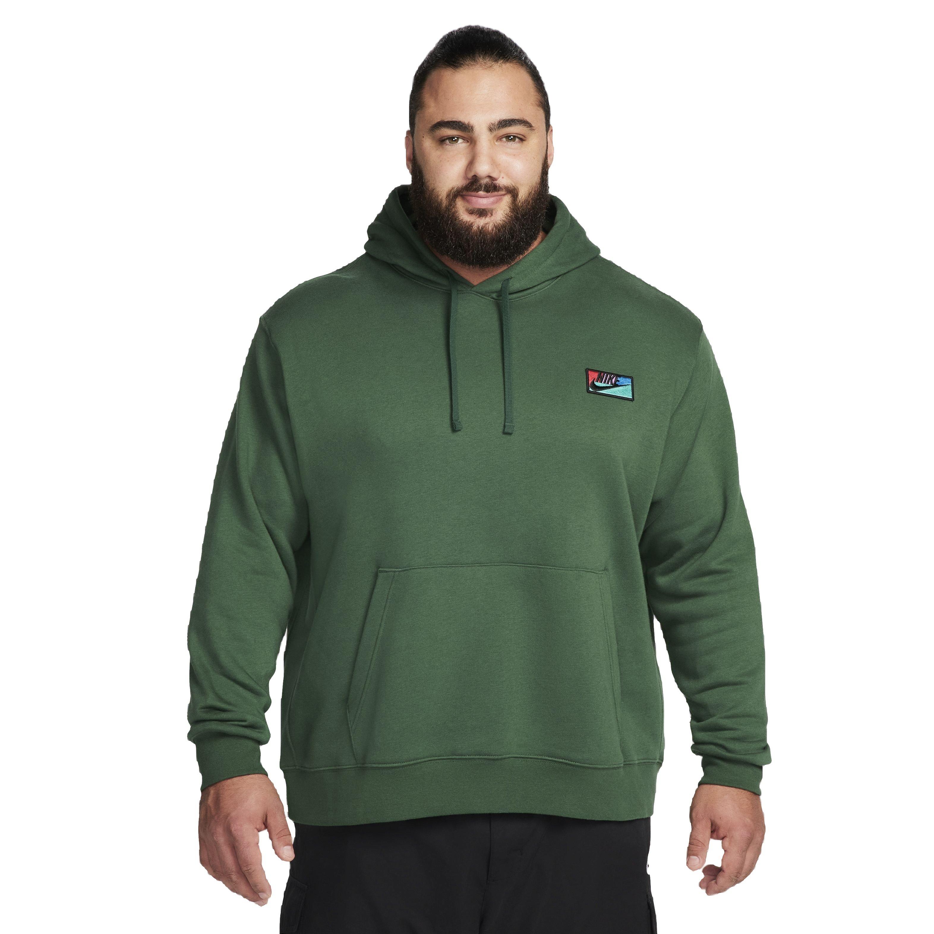 Nike Men's Club Fleece Patch Graphic BB Pullover Hoodie - GREEN Thumbnail View 8