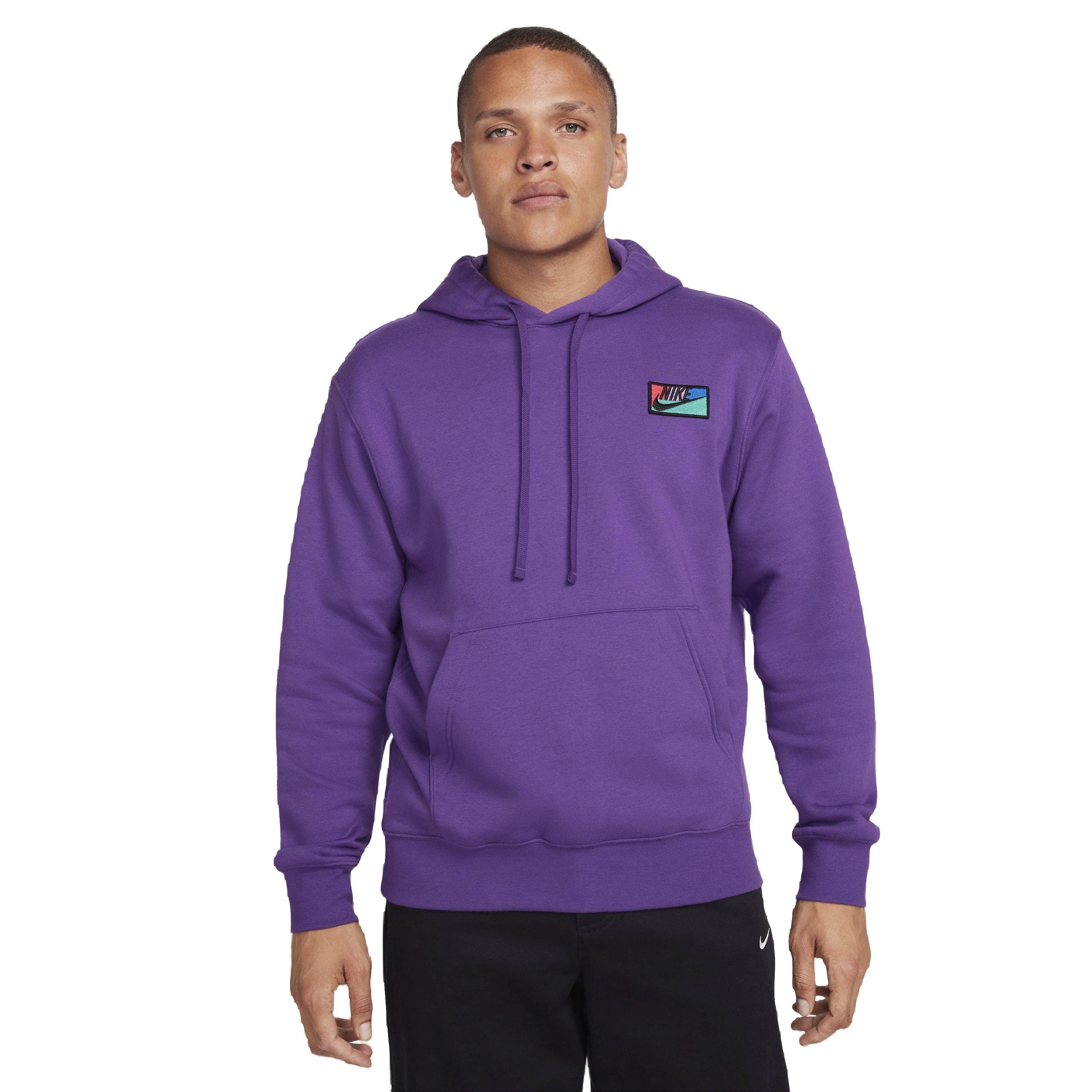 Nike Men's Club Fleece Patch Graphic BB Pullover Hoodie - PURPLE Thumbnail View 1