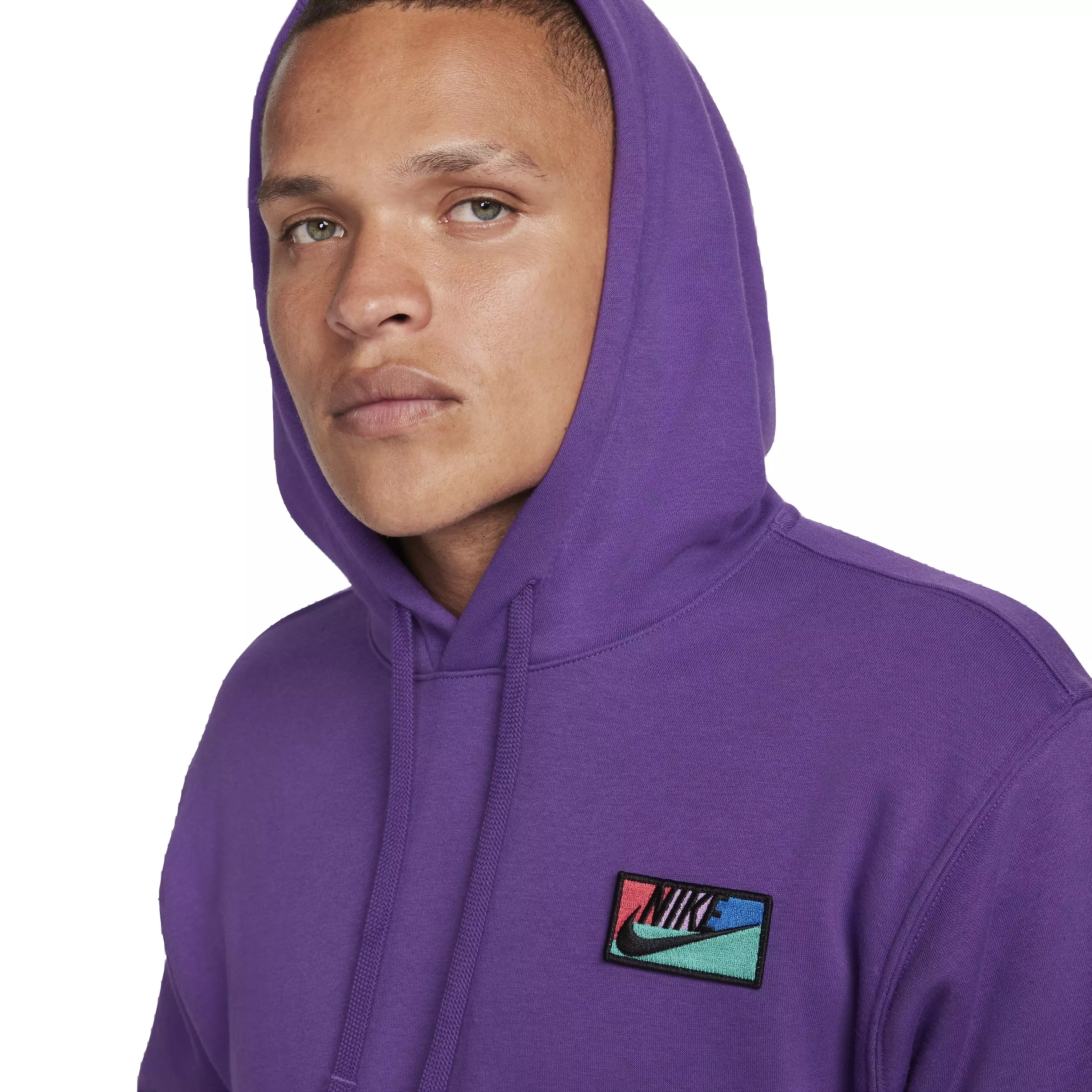 Nike Men's Club Fleece Patch Graphic BB Pullover Hoodie - PURPLE