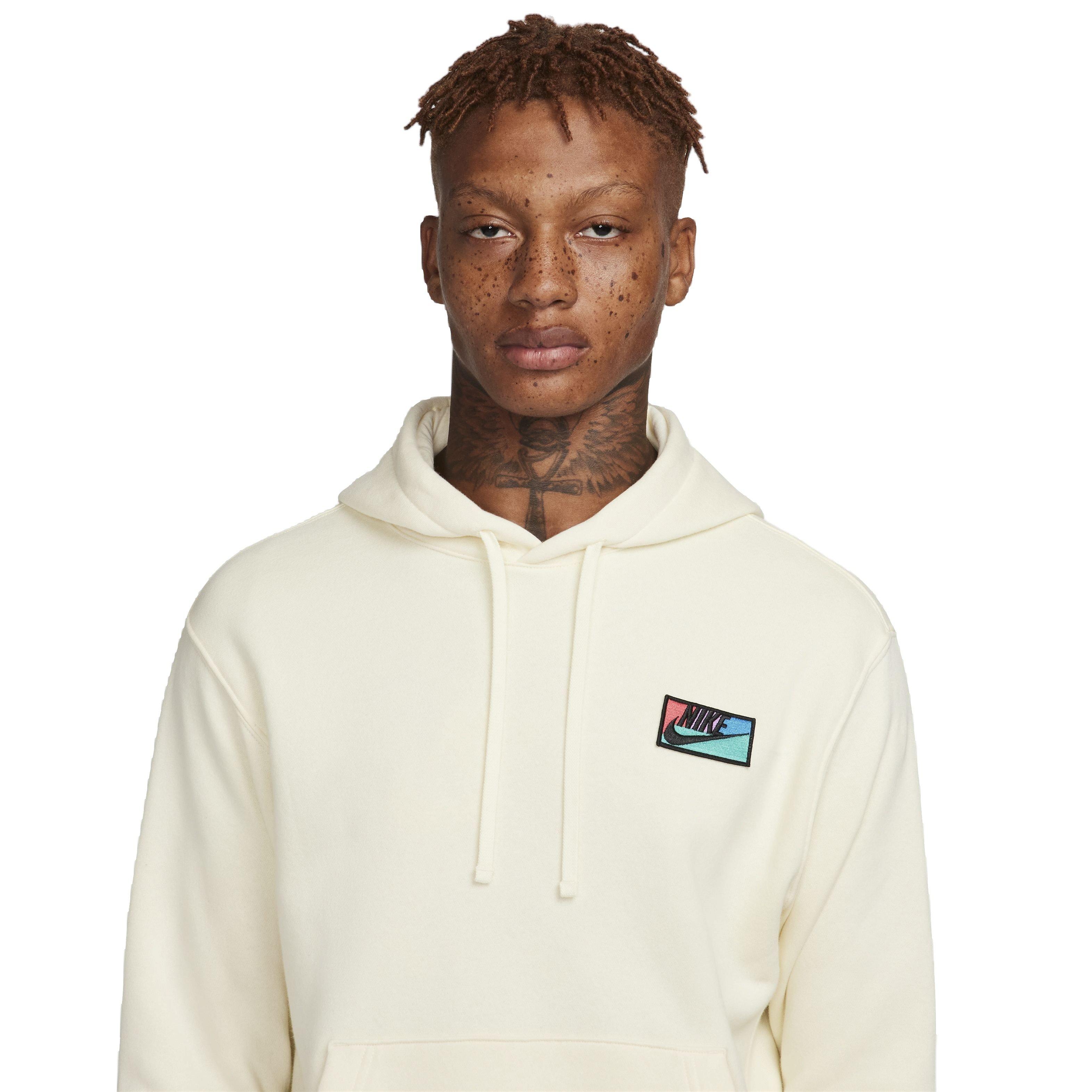 Nike Men's Club Fleece Patch Graphic BB Pullover Hoodie - COCONUT MILK Thumbnail View 3