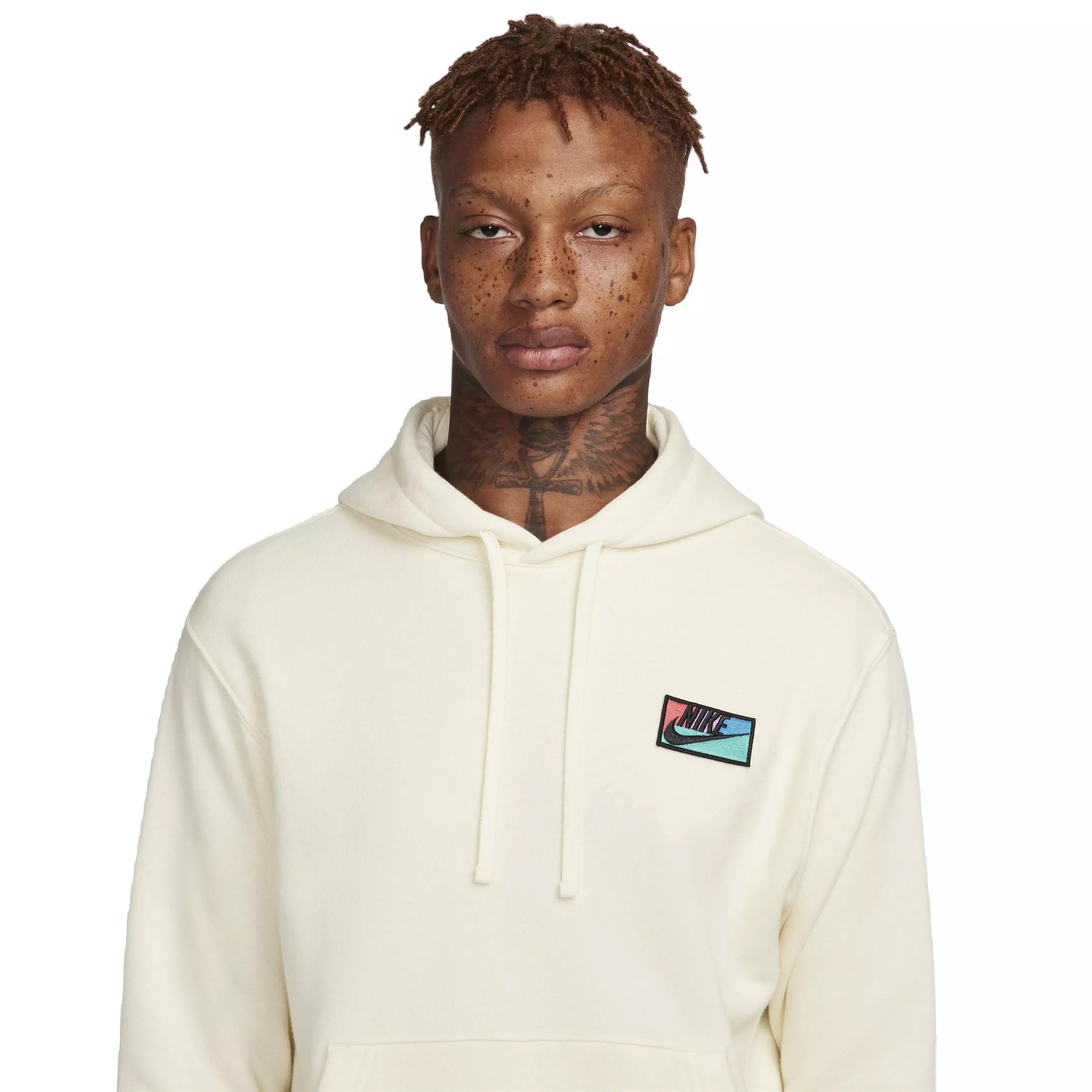 Nike Men's Club Fleece Patch Graphic BB Pullover Hoodie - COCONUT MILK