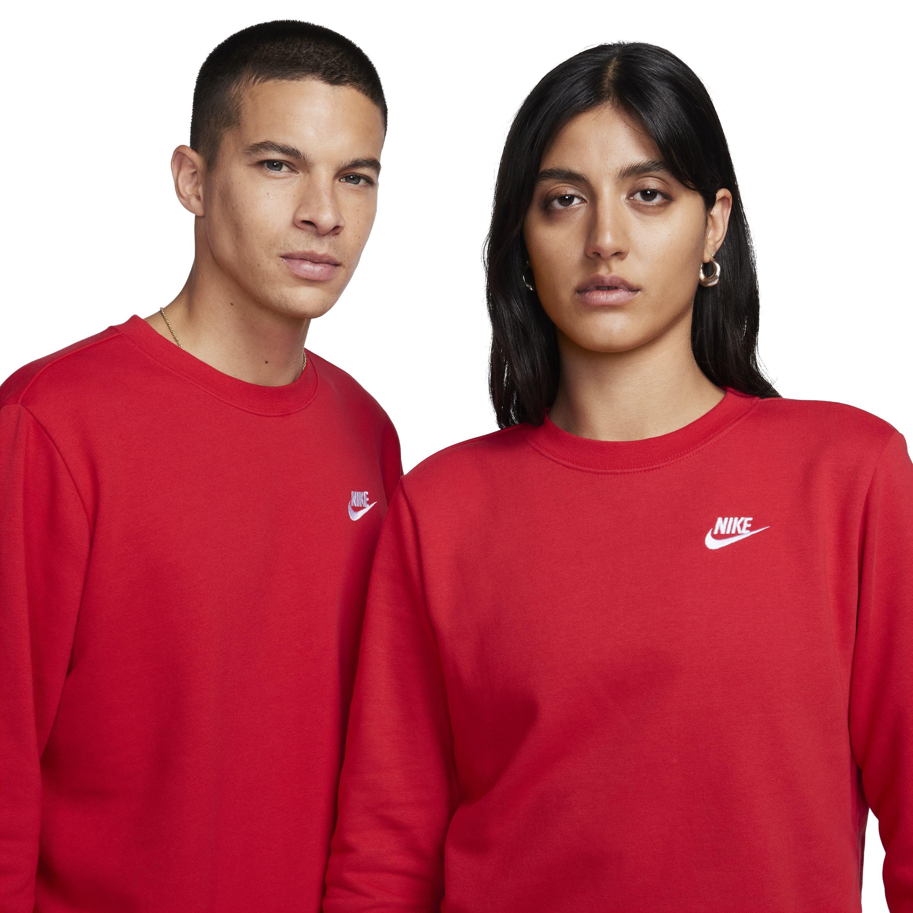 Nike Women's Sportswear Club Fleece Crewneck Sweatshirt - RED Thumbnail View 3