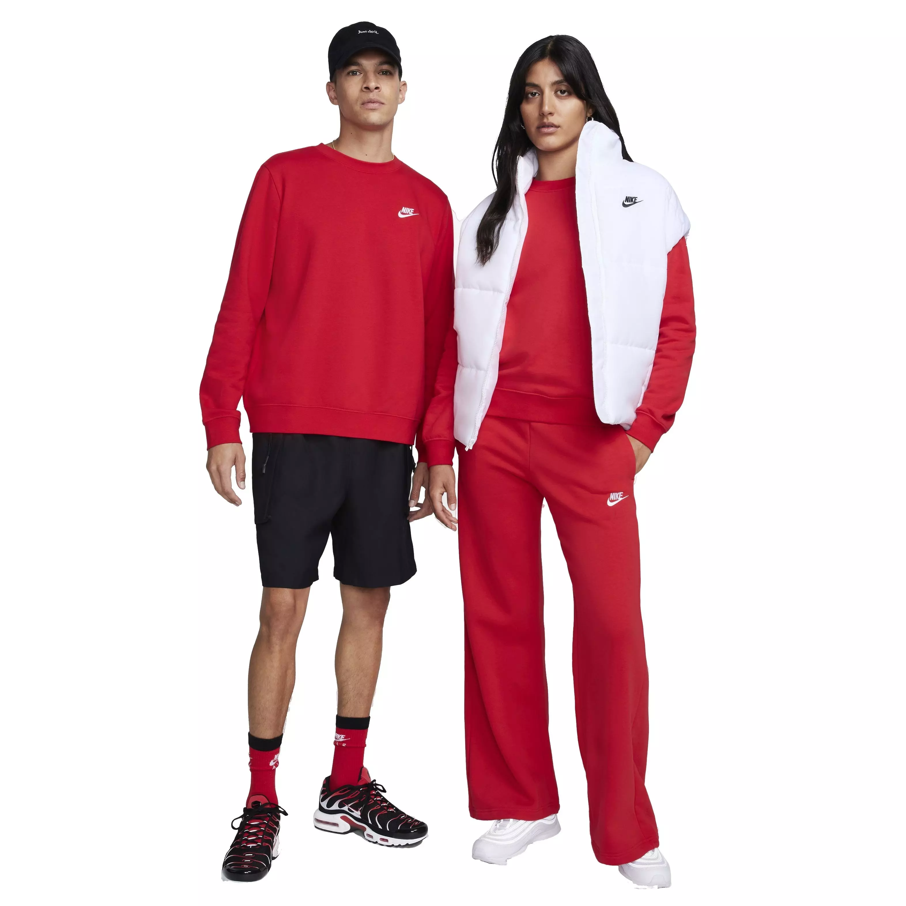 Nike Women's Sportswear Club Fleece Crewneck Sweatshirt - RED