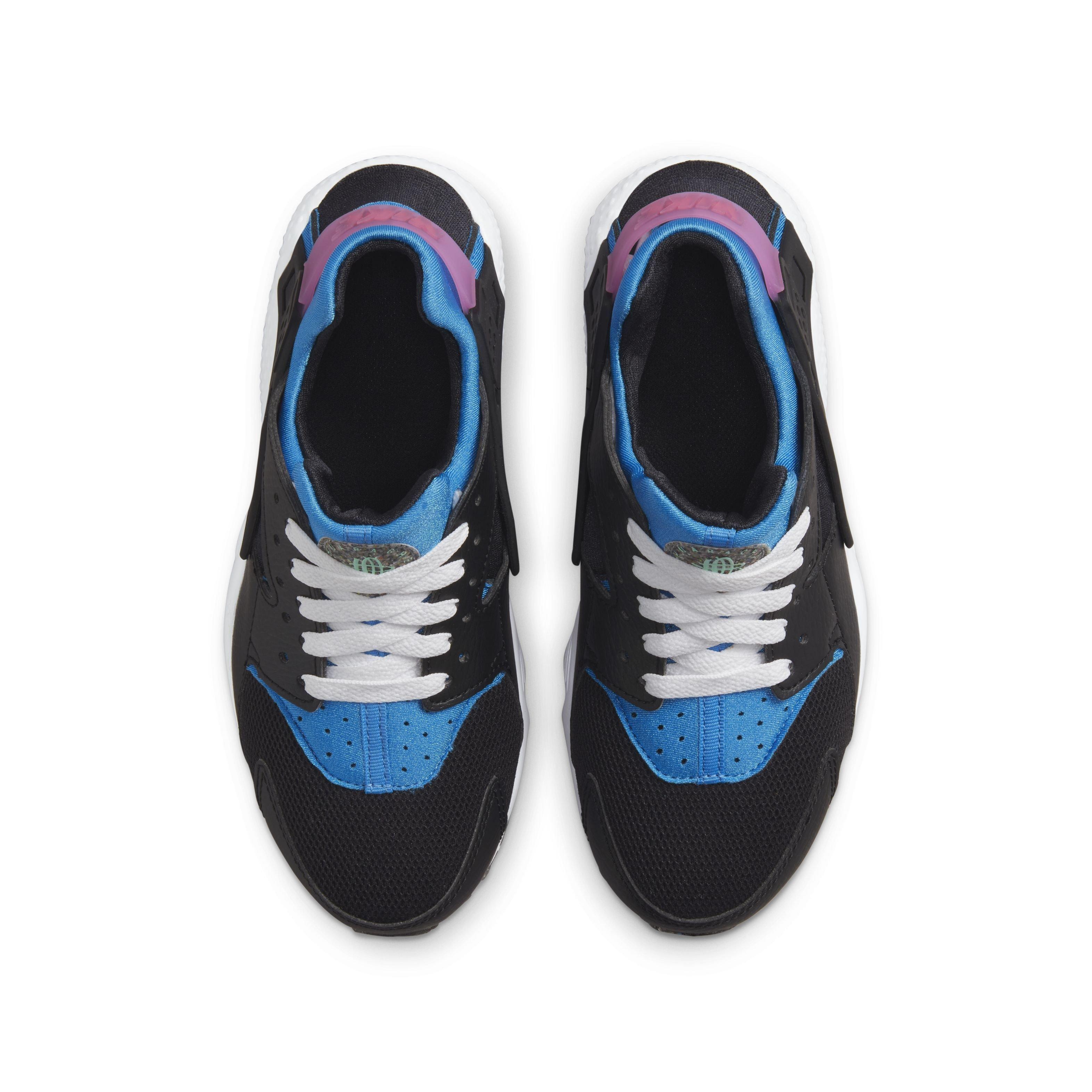 Nike Huarache Run "Black/Mint Foam/Light Photo Blue" Grade School Boys' Shoe - BLACK Thumbnail View 4