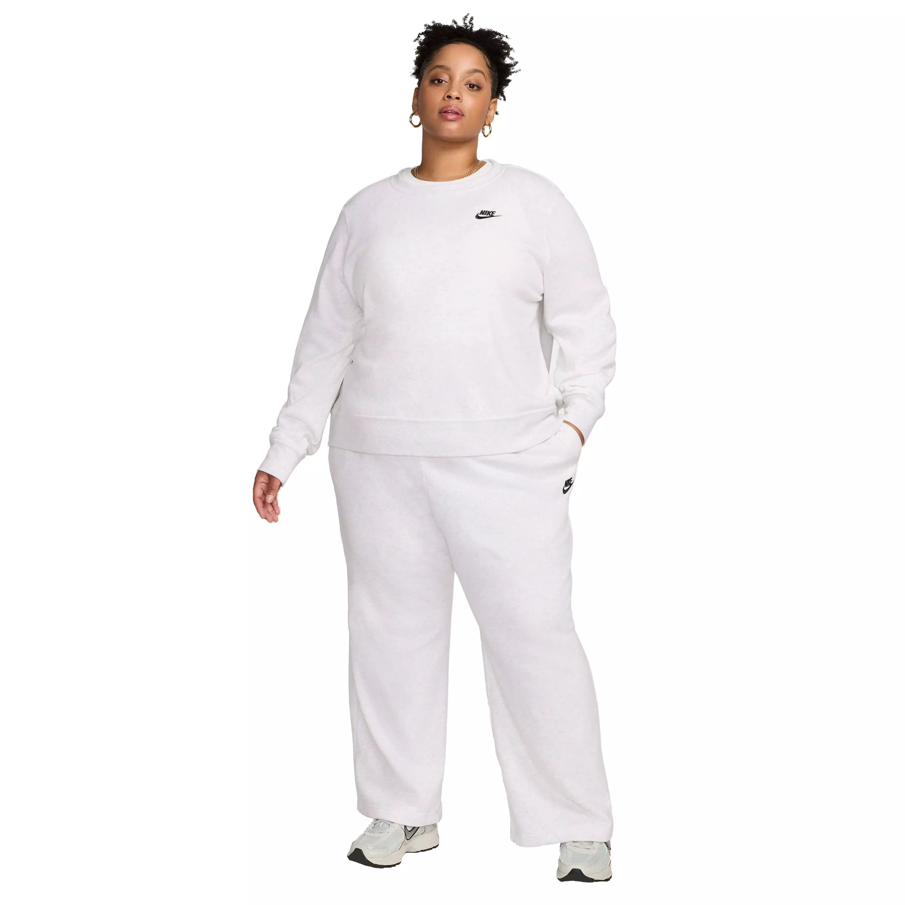 Nike Women's Sportswear Club Fleece Crew-Neck Sweatshirt - GREY