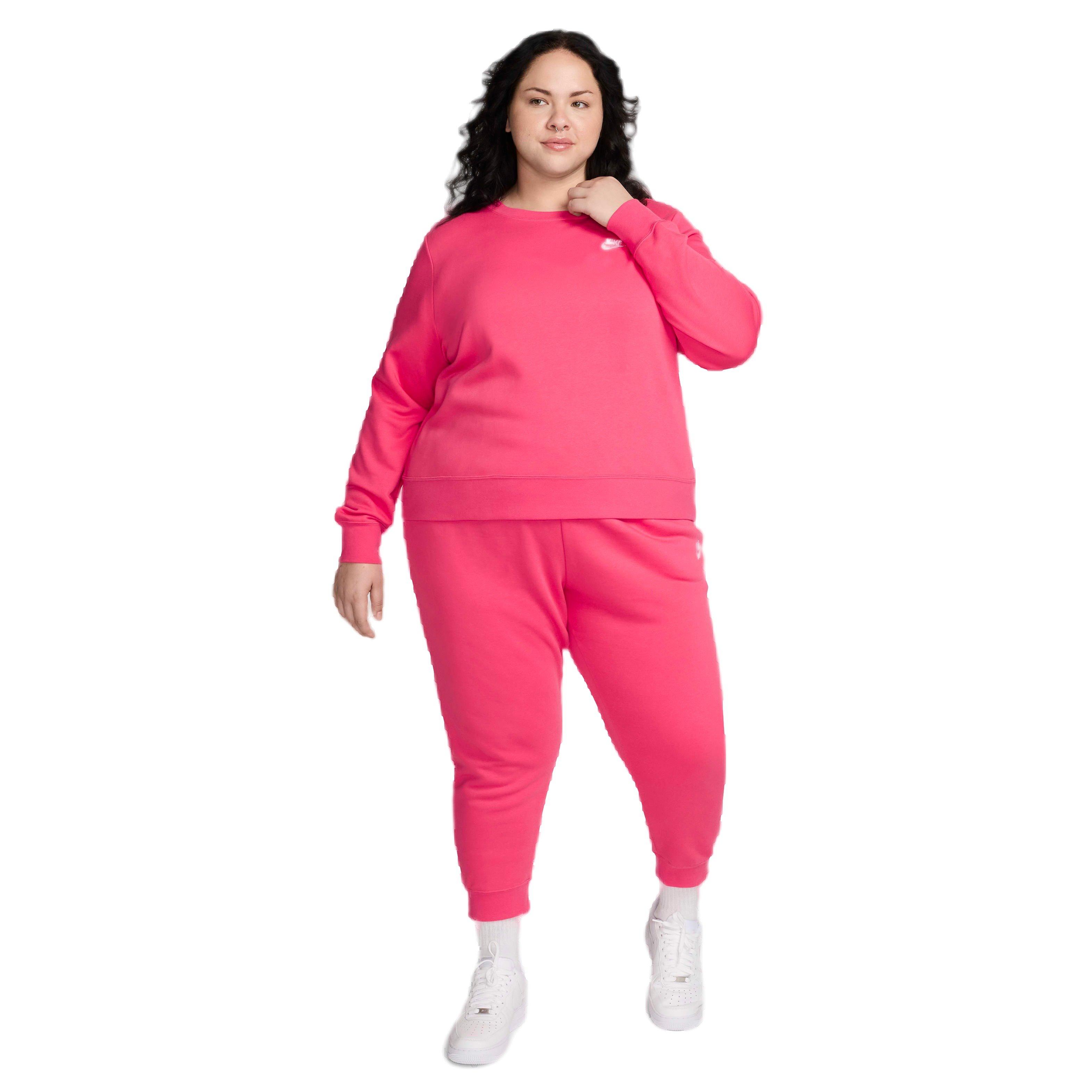 Nike Women's Sportswear Club Fleece Crew-Neck Sweatshirt - PINK Thumbnail View 5