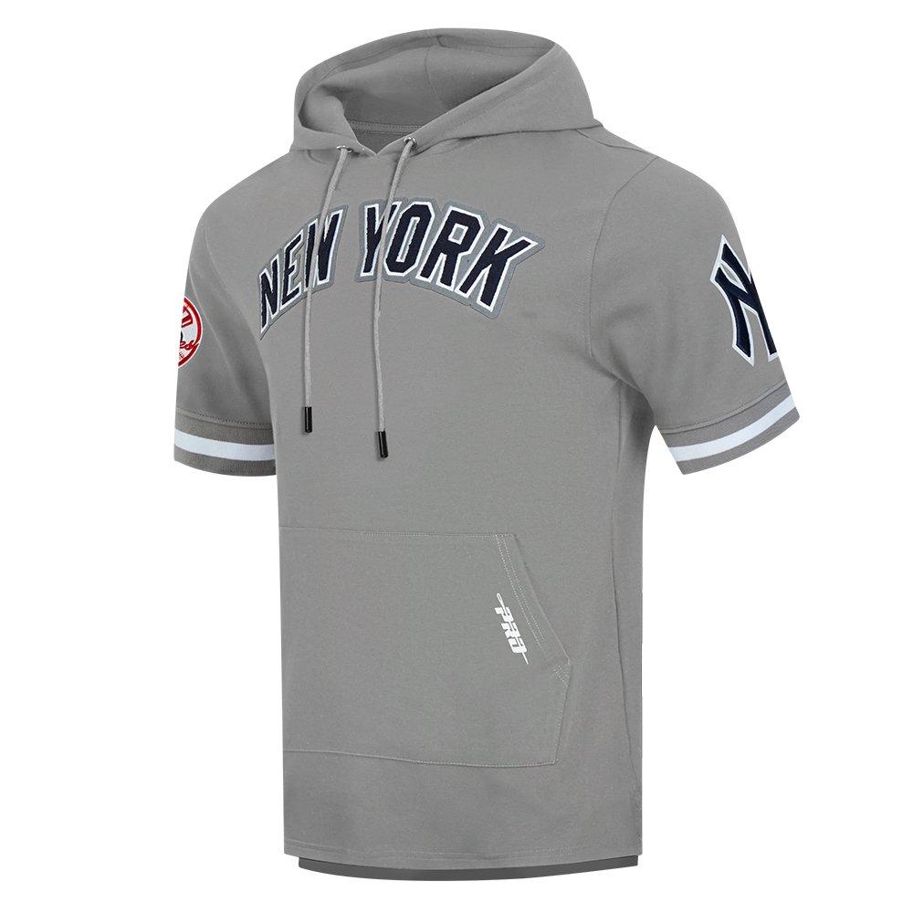 Pro Standard Men's MLB New York Yankees Classic Chenille Short Sleeve Pullover Hoodie - GREY Thumbnail View 3