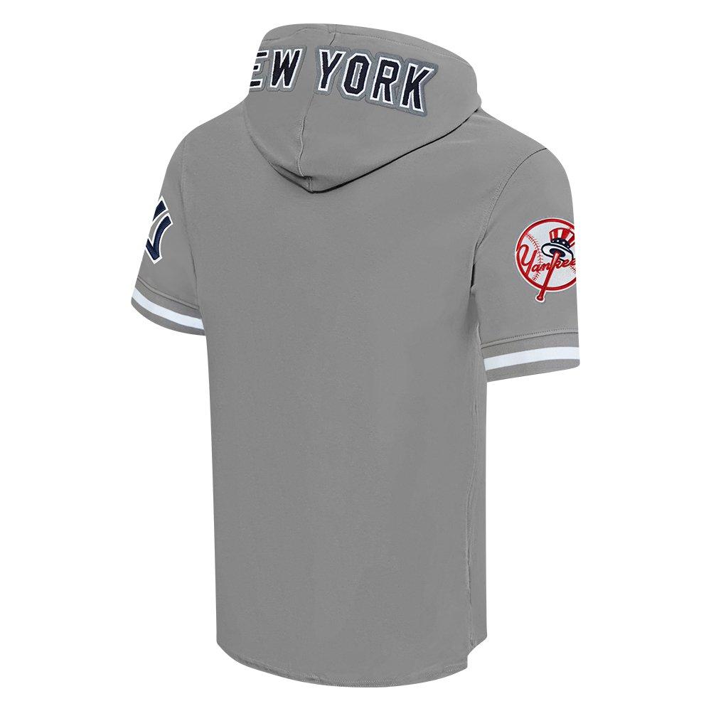 Pro Standard Men's MLB New York Yankees Classic Chenille Short Sleeve Pullover Hoodie - GREY Thumbnail View 4