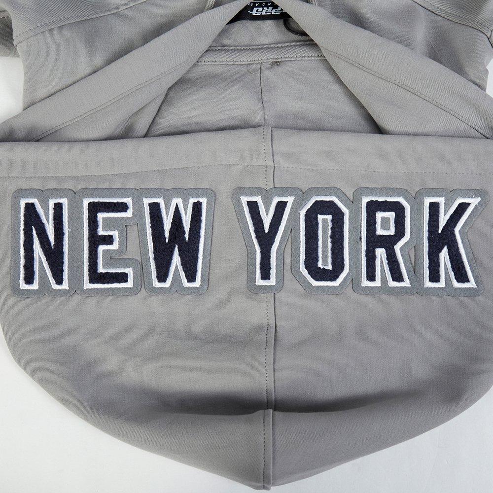 Pro Standard Men's MLB New York Yankees Classic Chenille Short Sleeve Pullover Hoodie - GREY Thumbnail View 6