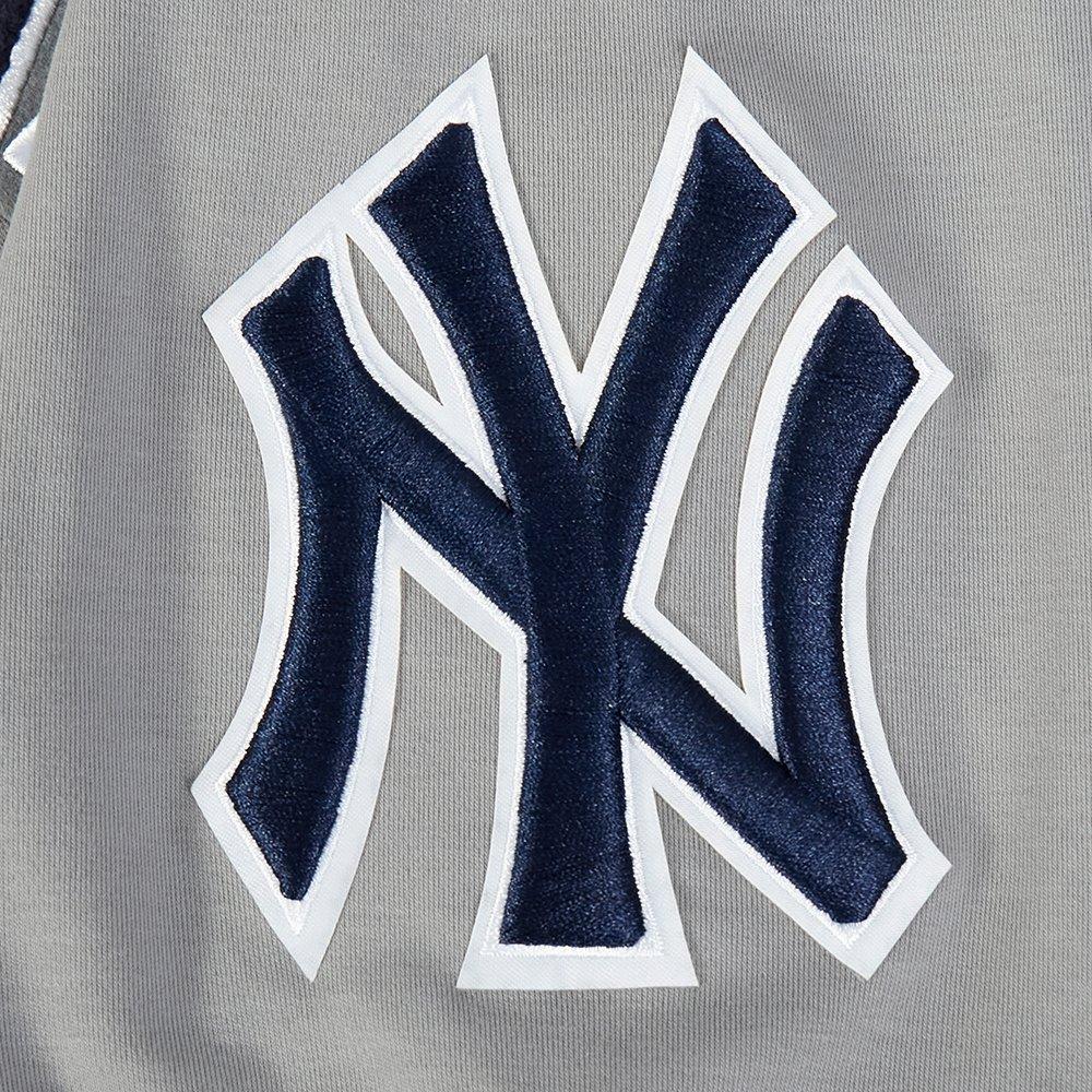 Pro Standard Men's MLB New York Yankees Classic Chenille Short Sleeve Pullover Hoodie - GREY Thumbnail View 8