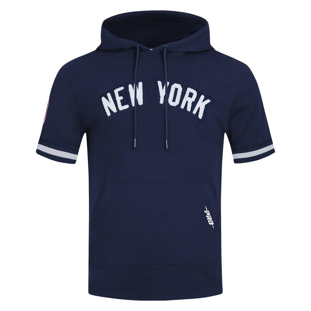 Pro Standard Men's MLB New York Yankees Classic Chenille Short Sleeve Pullover Hoodie - NAVY Thumbnail View 1
