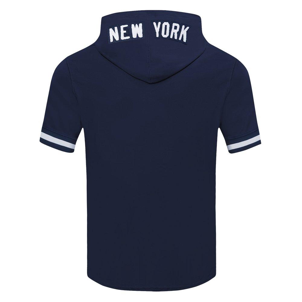Pro Standard Men's MLB New York Yankees Classic Chenille Short Sleeve Pullover Hoodie - NAVY Thumbnail View 2