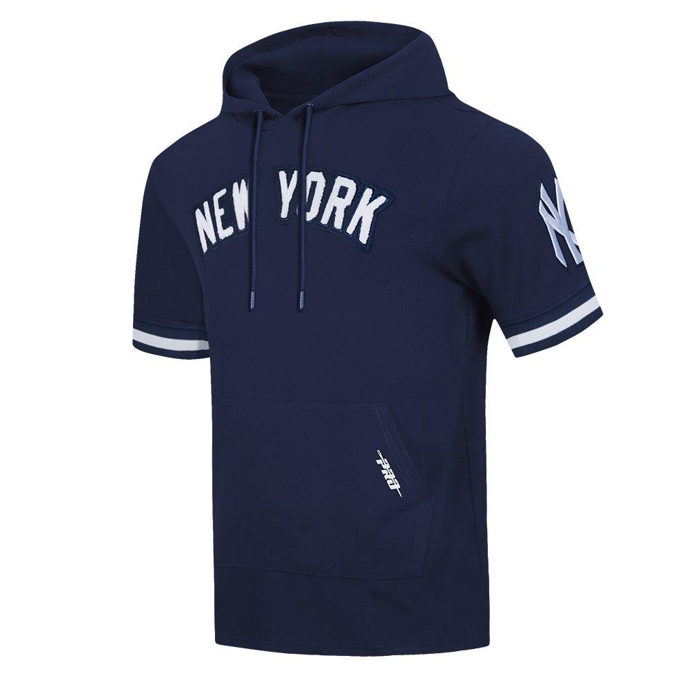 Pro Standard Men's MLB New York Yankees Classic Chenille Short Sleeve Pullover Hoodie - NAVY Thumbnail View 3