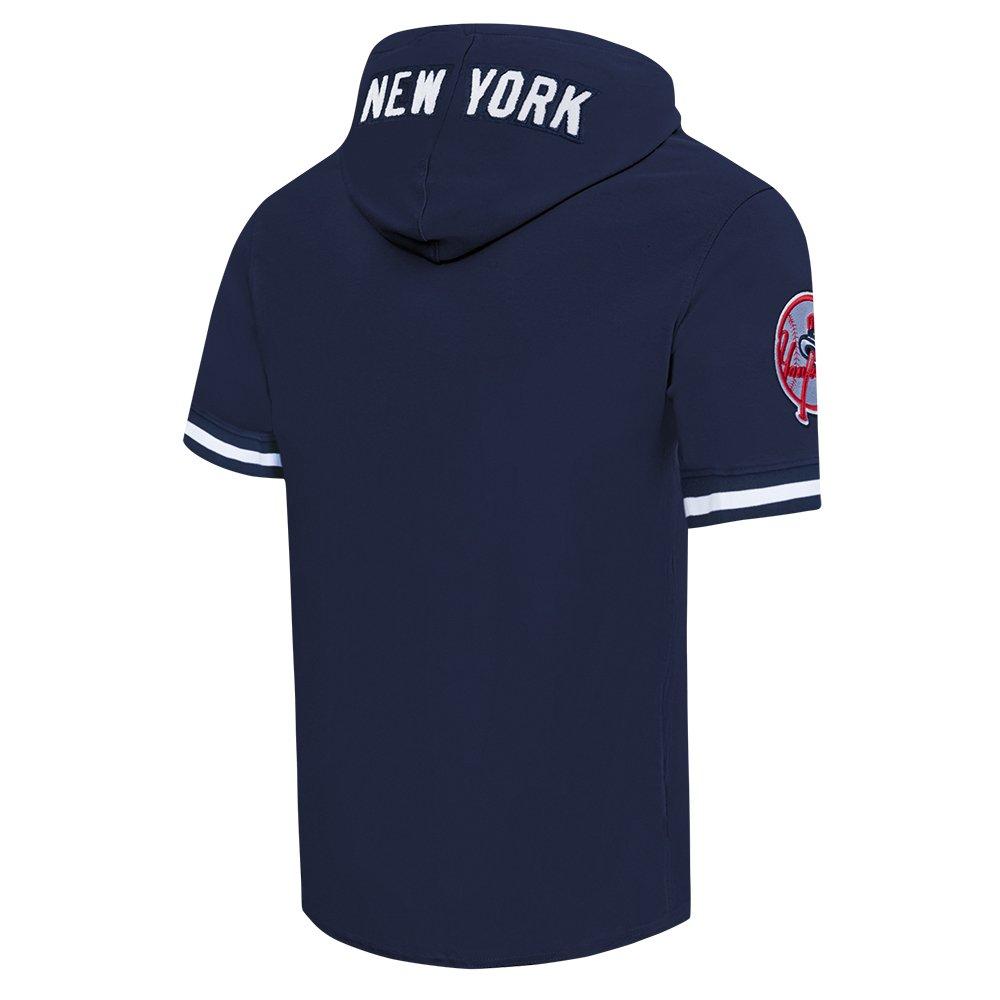 Pro Standard Men's MLB New York Yankees Classic Chenille Short Sleeve Pullover Hoodie - NAVY Thumbnail View 4