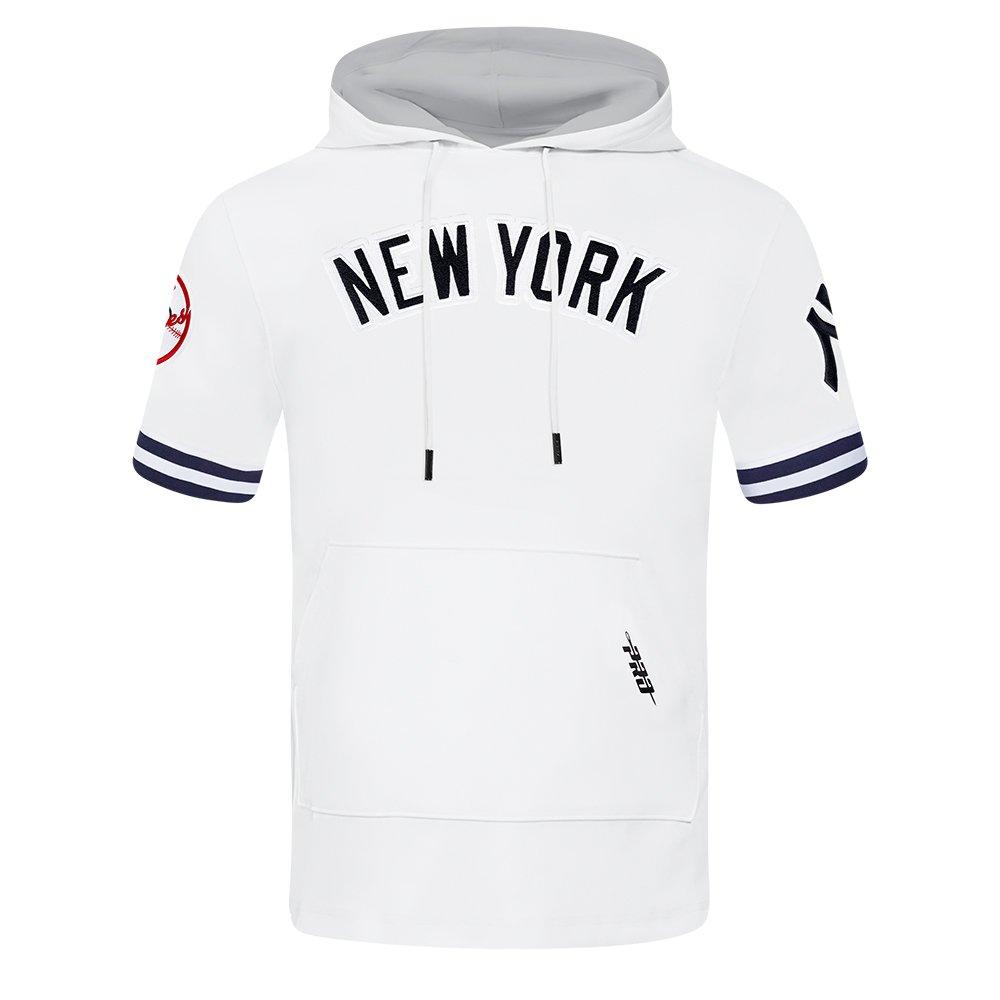 Pro Standard Men's MLB New York Yankees Classic Chenille Short Sleeve Pullover Hoodie - WHITE/NAVY Thumbnail View 1