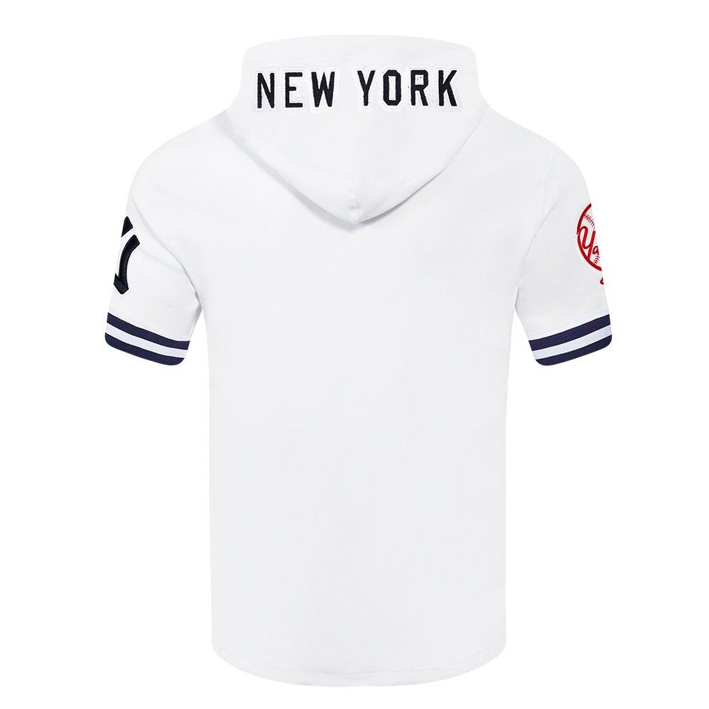 Pro Standard Men's MLB New York Yankees Classic Chenille Short Sleeve Pullover Hoodie - WHITE/NAVY Thumbnail View 2