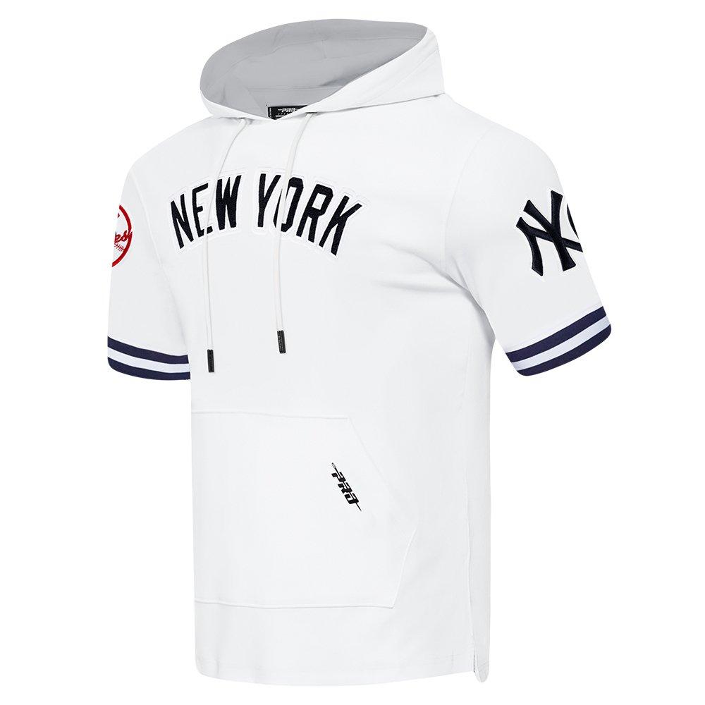 Pro Standard Men's MLB New York Yankees Classic Chenille Short Sleeve Pullover Hoodie - WHITE/NAVY Thumbnail View 3