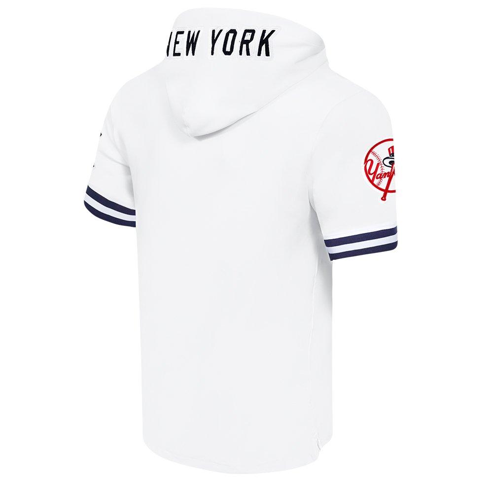 Pro Standard Men's MLB New York Yankees Classic Chenille Short Sleeve Pullover Hoodie - WHITE/NAVY Thumbnail View 4