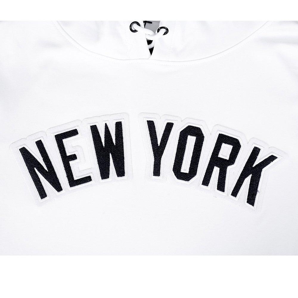 Pro Standard Men's MLB New York Yankees Classic Chenille Short Sleeve Pullover Hoodie - WHITE/NAVY Thumbnail View 5