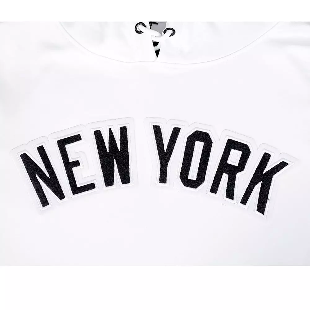 Pro Standard Men's MLB New York Yankees Classic Chenille Short Sleeve Pullover Hoodie - WHITE/NAVY