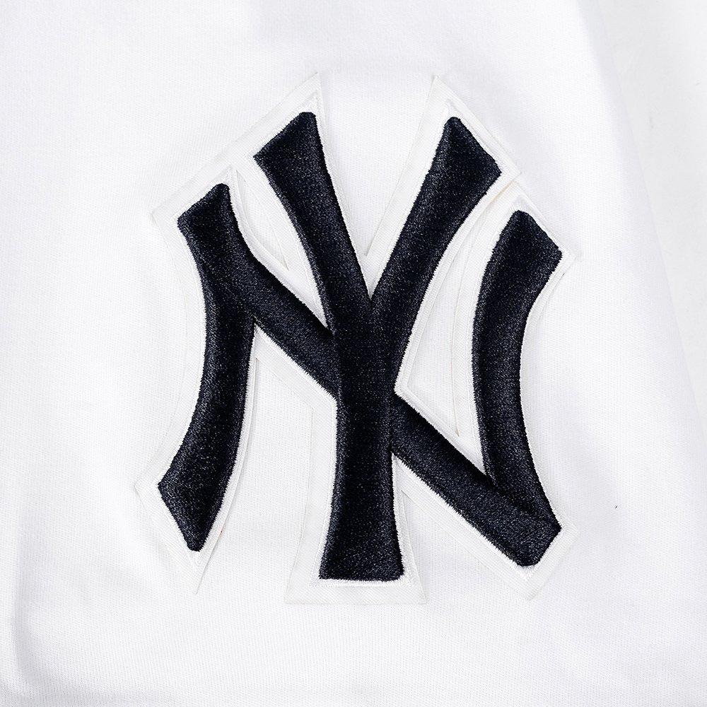 Pro Standard Men's MLB New York Yankees Classic Chenille Short Sleeve Pullover Hoodie - WHITE/NAVY Thumbnail View 7