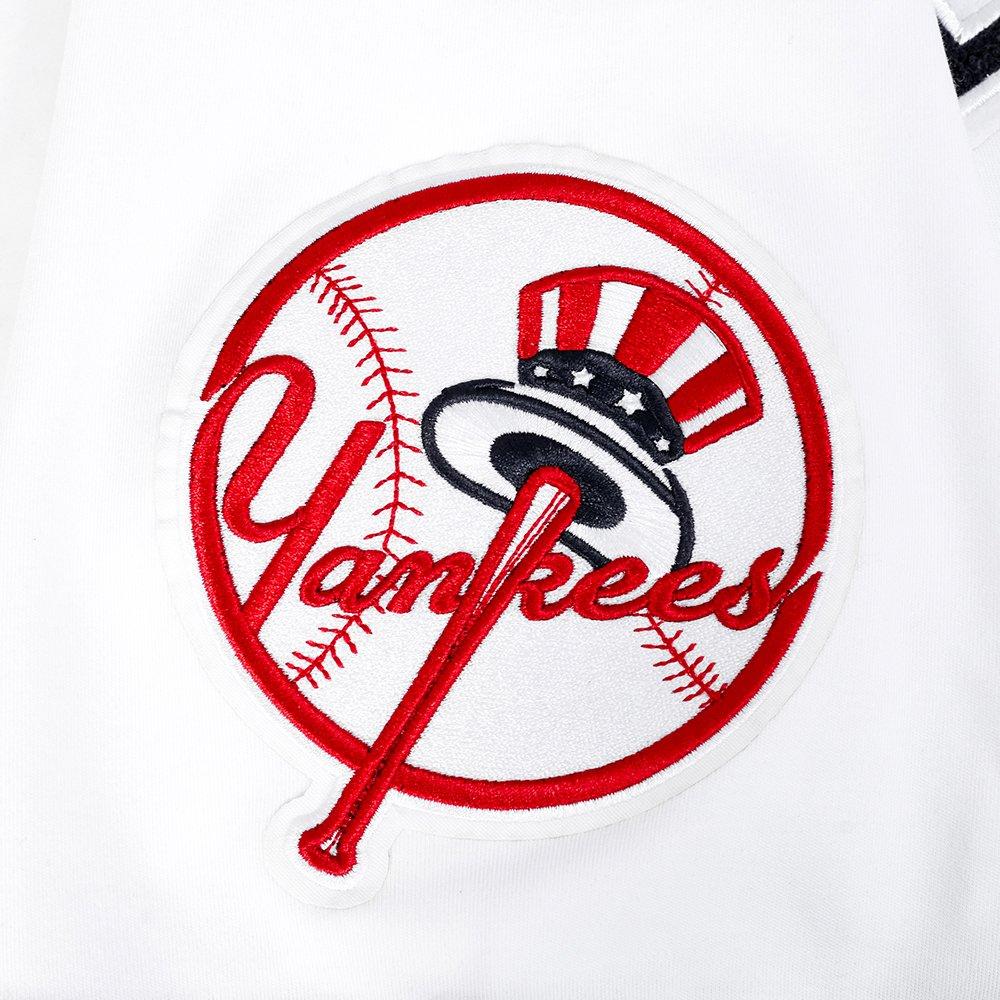 Pro Standard Men's MLB New York Yankees Classic Chenille Short Sleeve Pullover Hoodie - WHITE/NAVY Thumbnail View 8