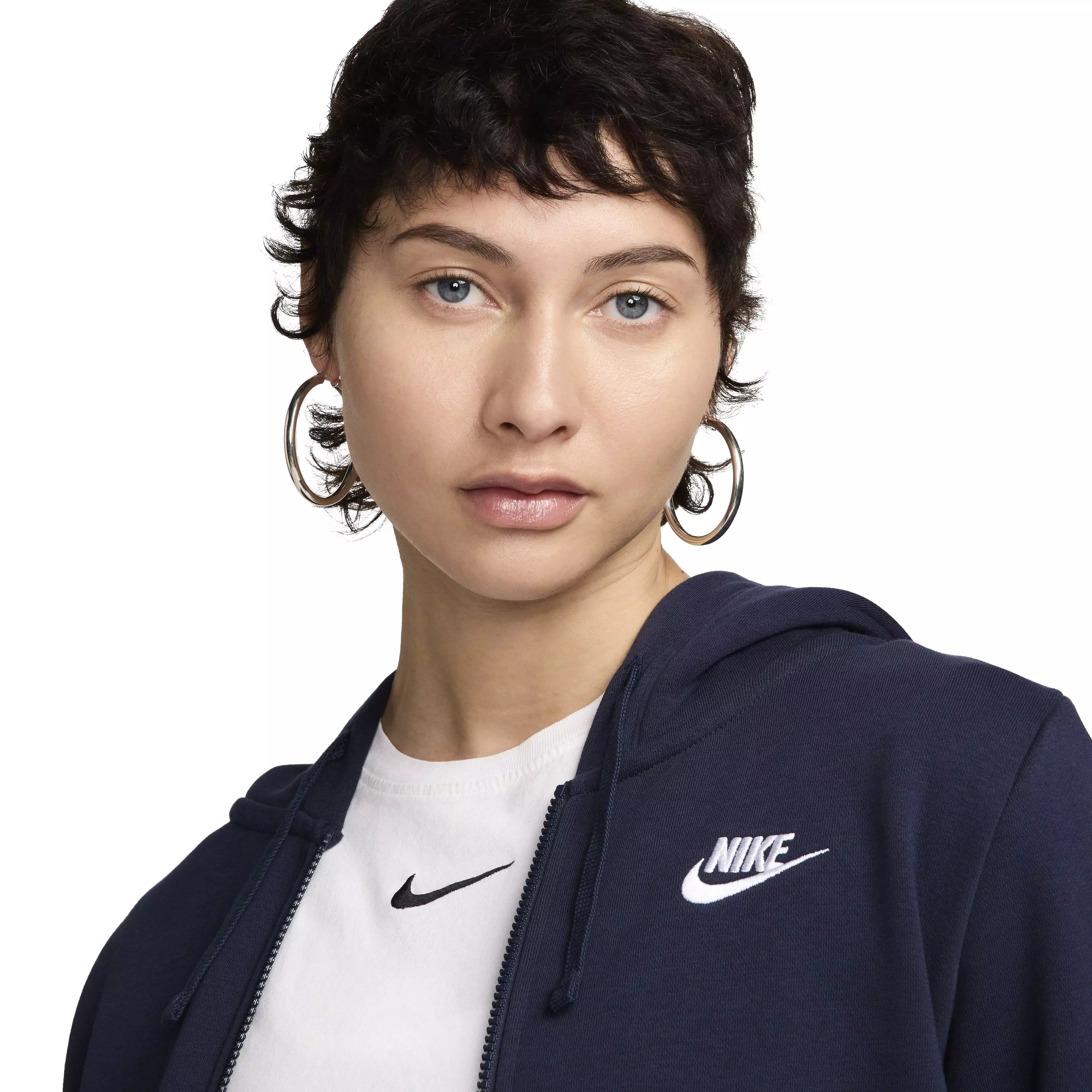 Nike Women's Sportswear Club Fleece Full-Zip Hooded Jacket - BLACK