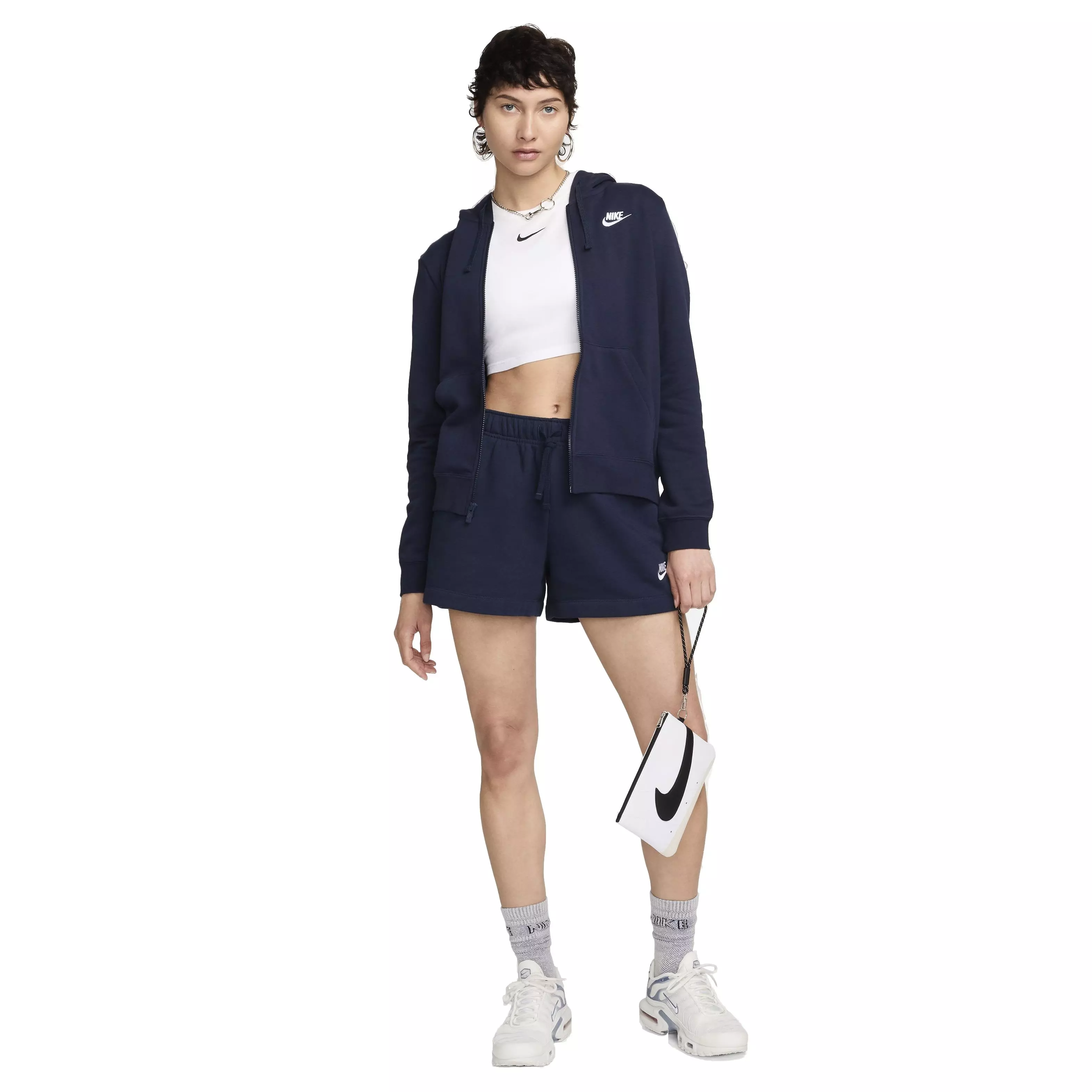 Nike Women's Sportswear Club Fleece Full-Zip Hooded Jacket - BLACK