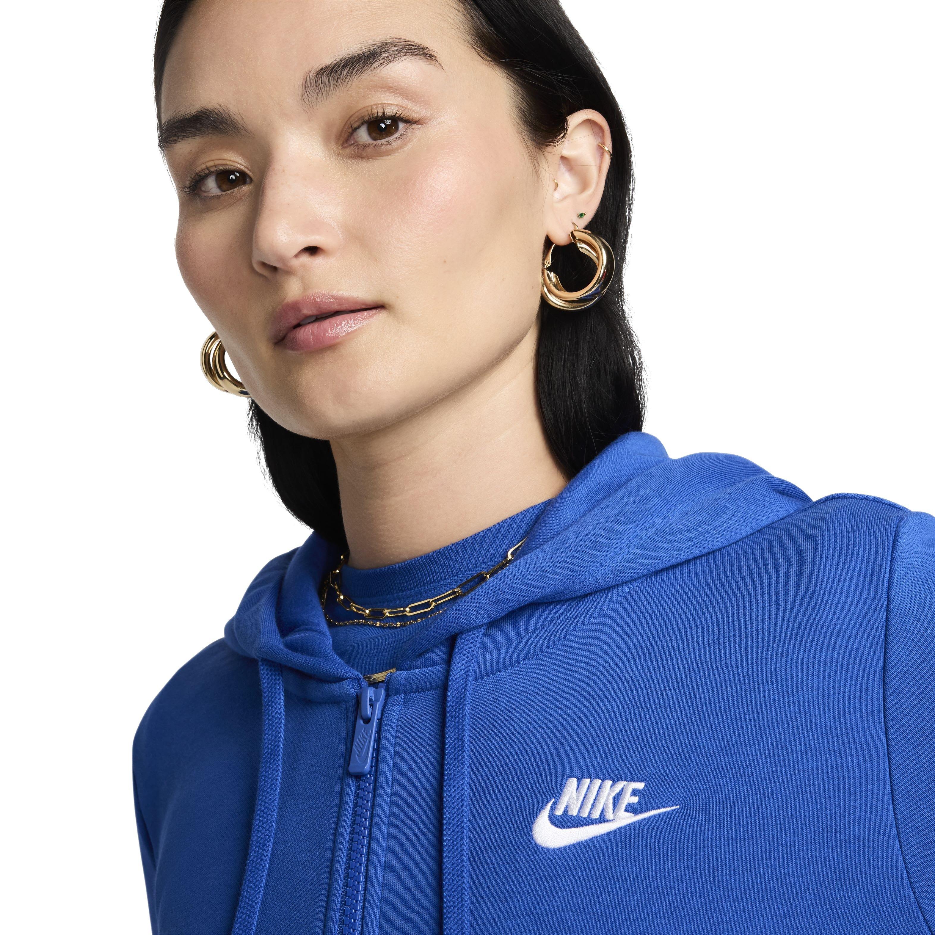 Nike Women's Sportswear Club Fleece Full-Zip Hooded Jacket - BLUE Thumbnail View 3