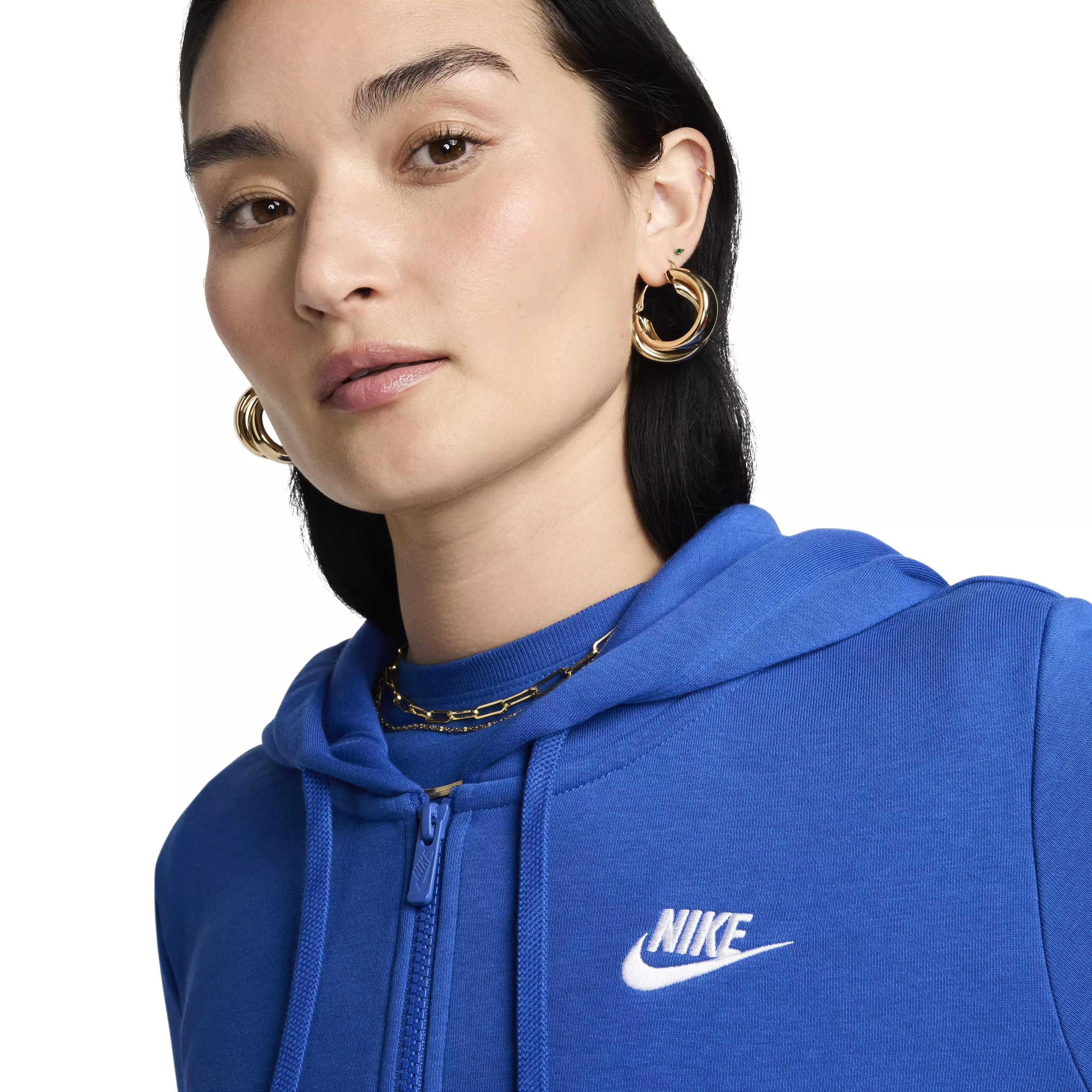 Nike Women's Sportswear Club Fleece Full-Zip Hooded Jacket - BLUE