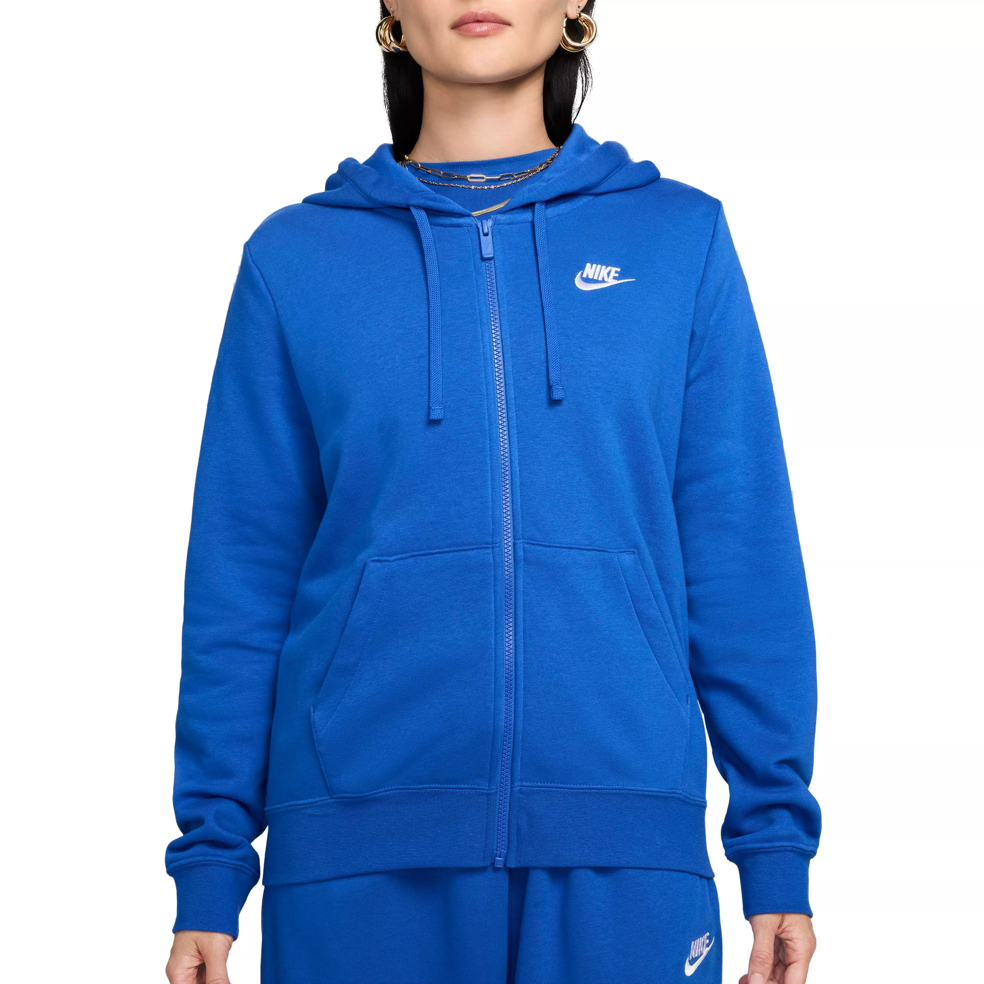 Nike Women's Sportswear Club Fleece Full-Zip Hooded Jacket - BLUE