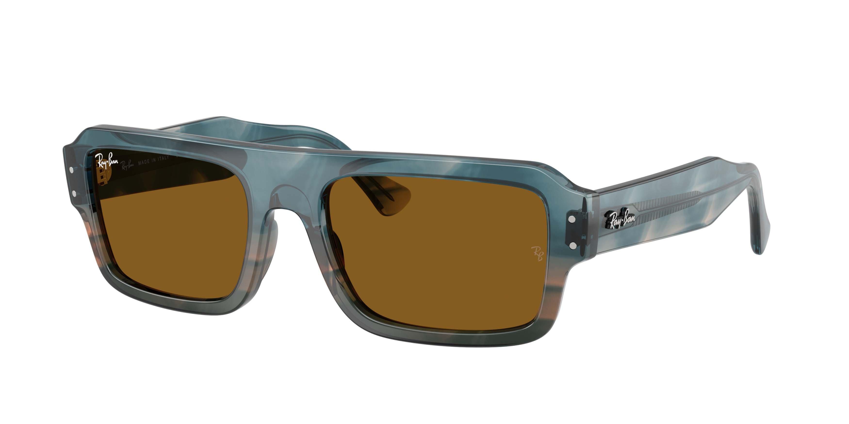 Ray-Ban Flacko Bio-Based Brown Sunglasses &ndash; Polished Havana Blue - BLUE Thumbnail View 1