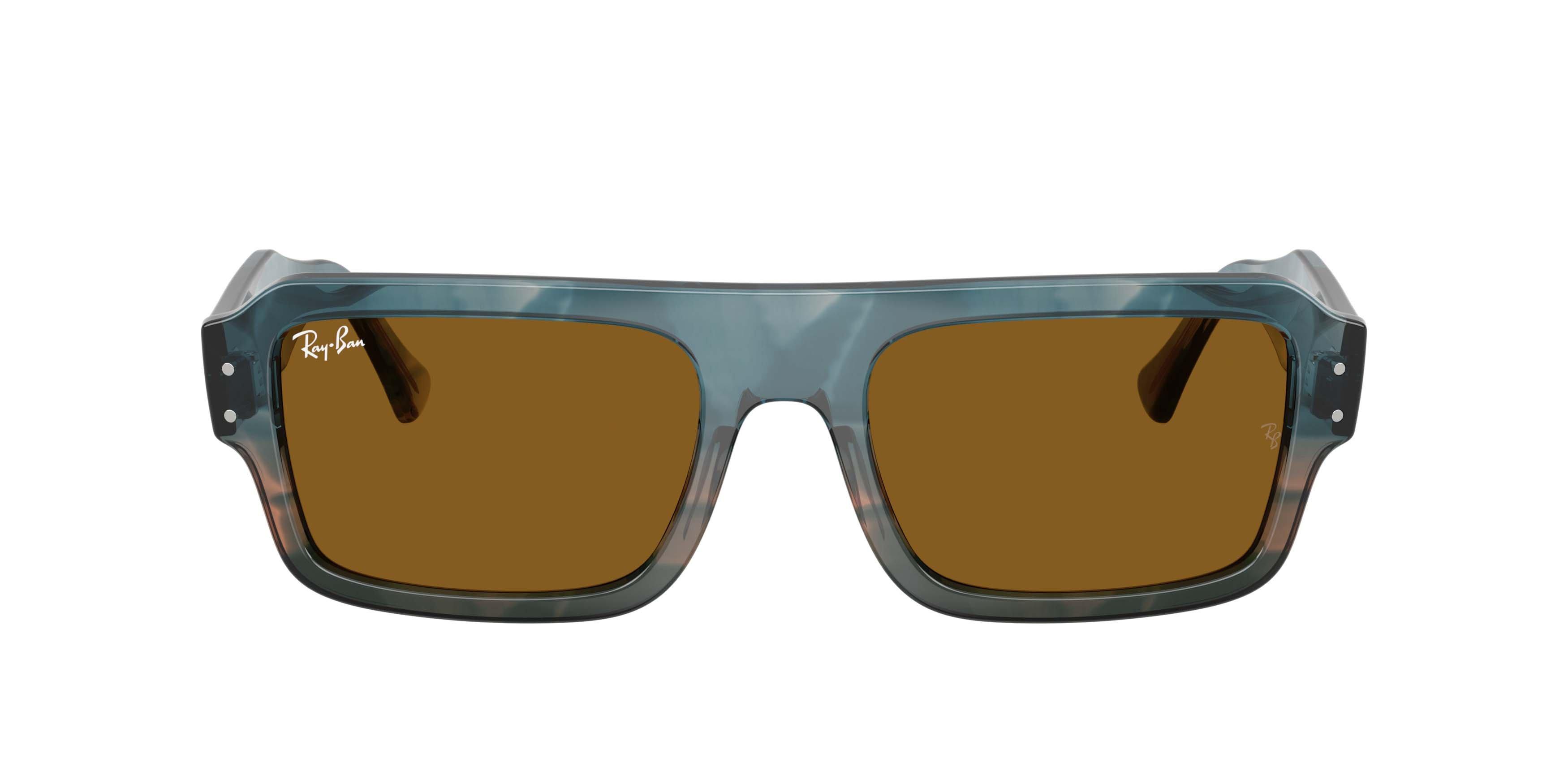Ray-Ban Flacko Bio-Based Brown Sunglasses &ndash; Polished Havana Blue - BLUE Thumbnail View 2