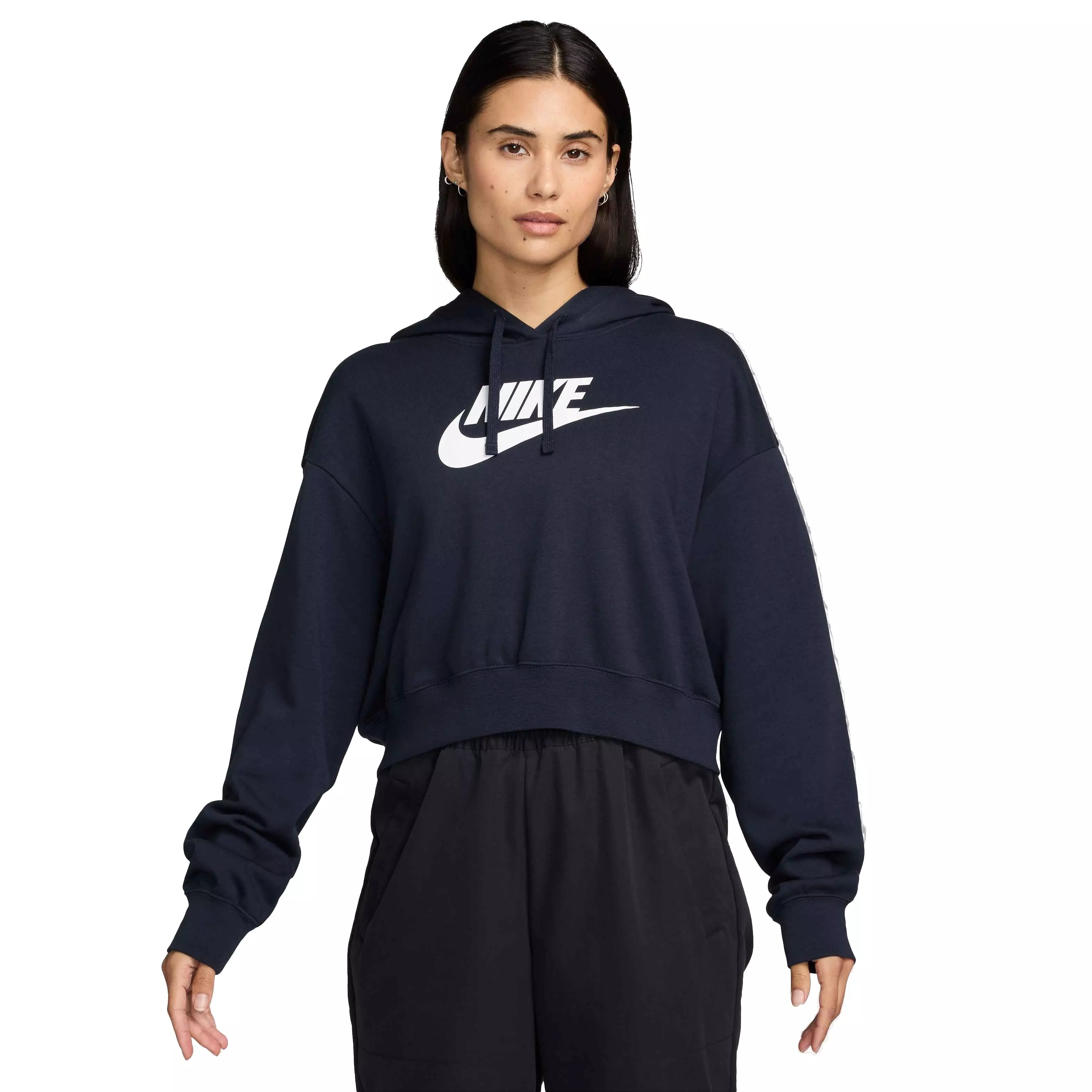 Nike Women's Sportswear Club Fleece Oversized Cropped Graphic Hoodie - BLUE