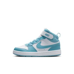 Nike Court Borough Mid 2 "White/Denim Turquoise" Preschool Girls' Shoe - WHITE/TURQUOISE