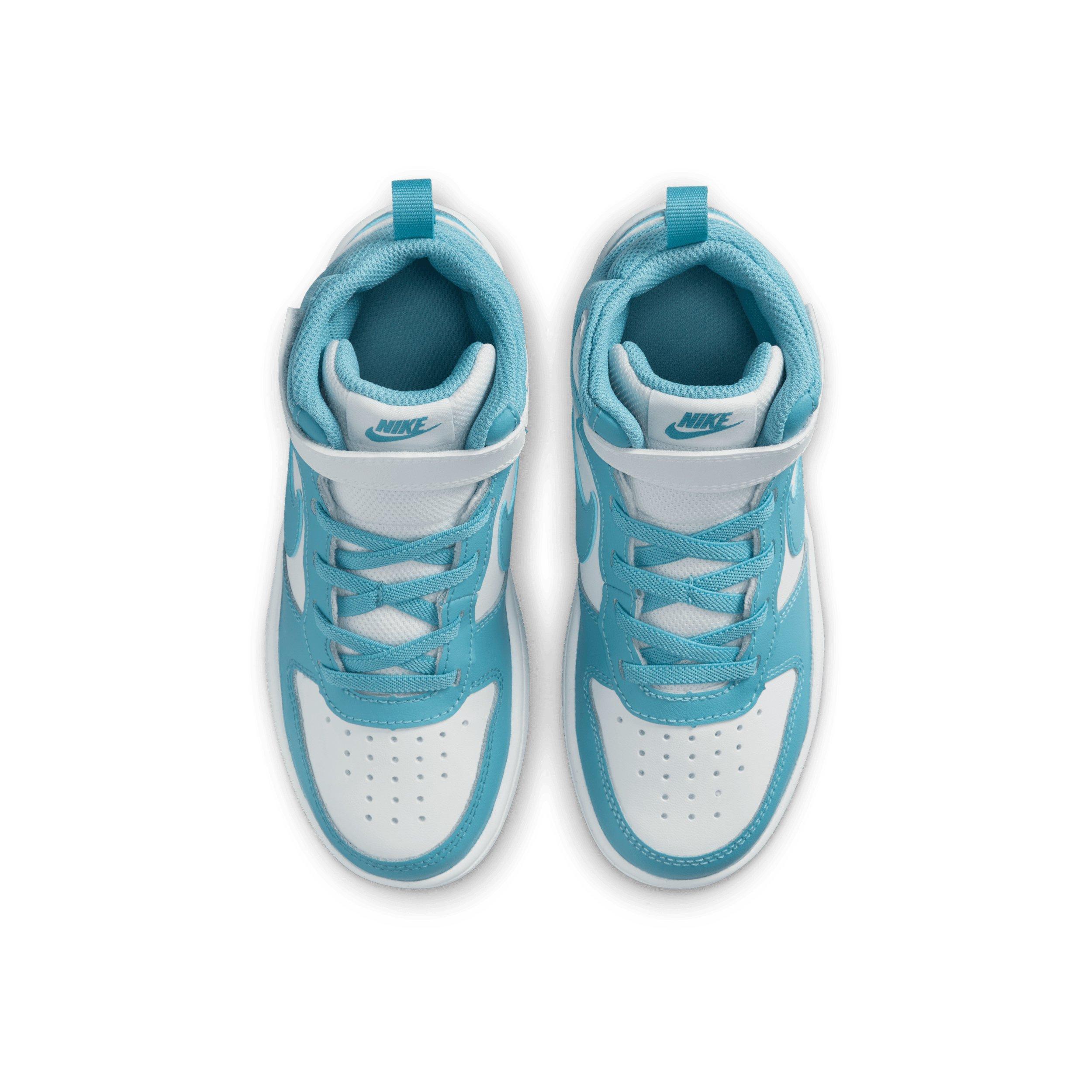 Nike Court Borough Mid 2 "White/Denim Turquoise" Preschool Girls' Shoe - WHITE/TURQUOISE