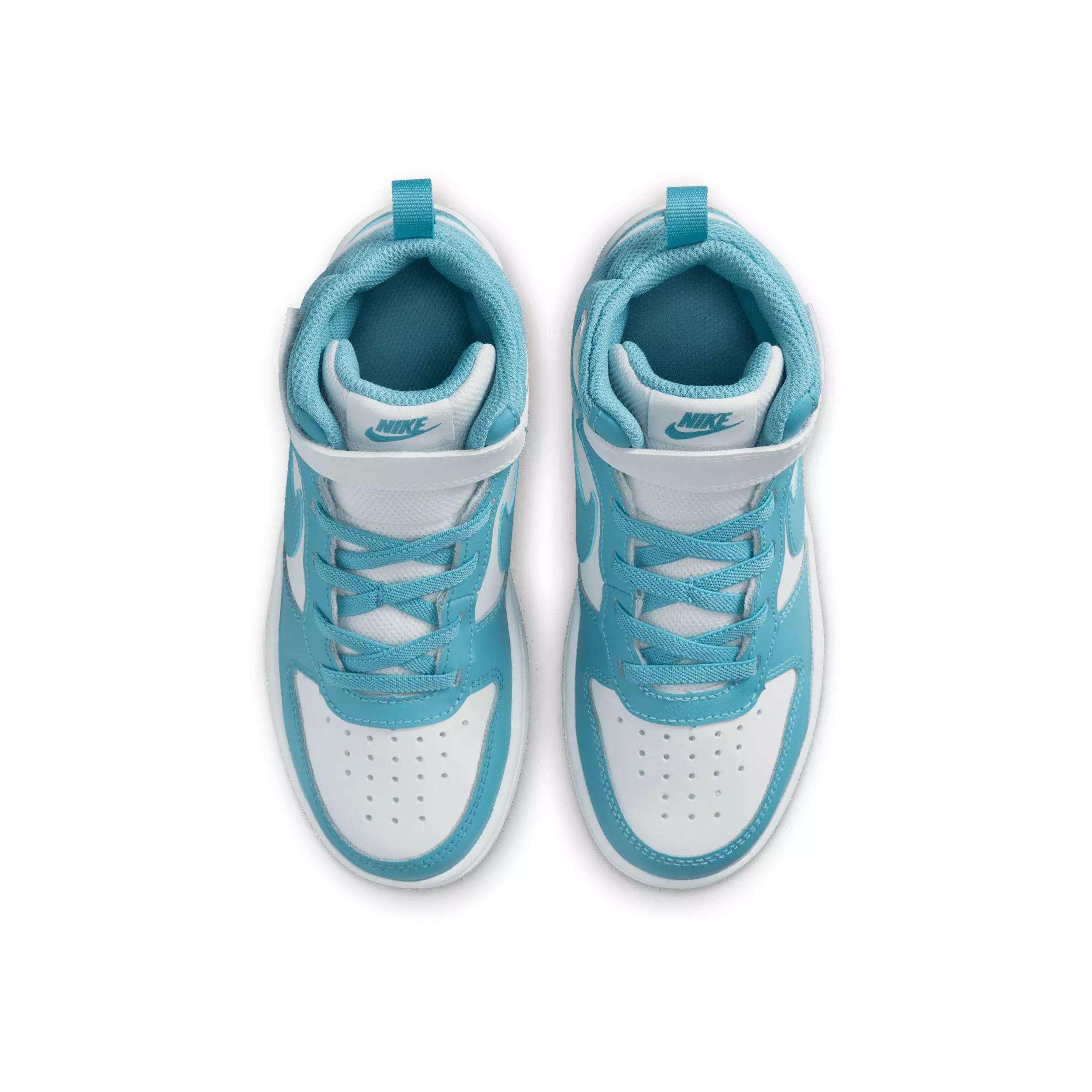 Nike Court Borough Mid 2 "White/Denim Turquoise" Preschool Girls' Shoe - WHITE/TURQUOISE