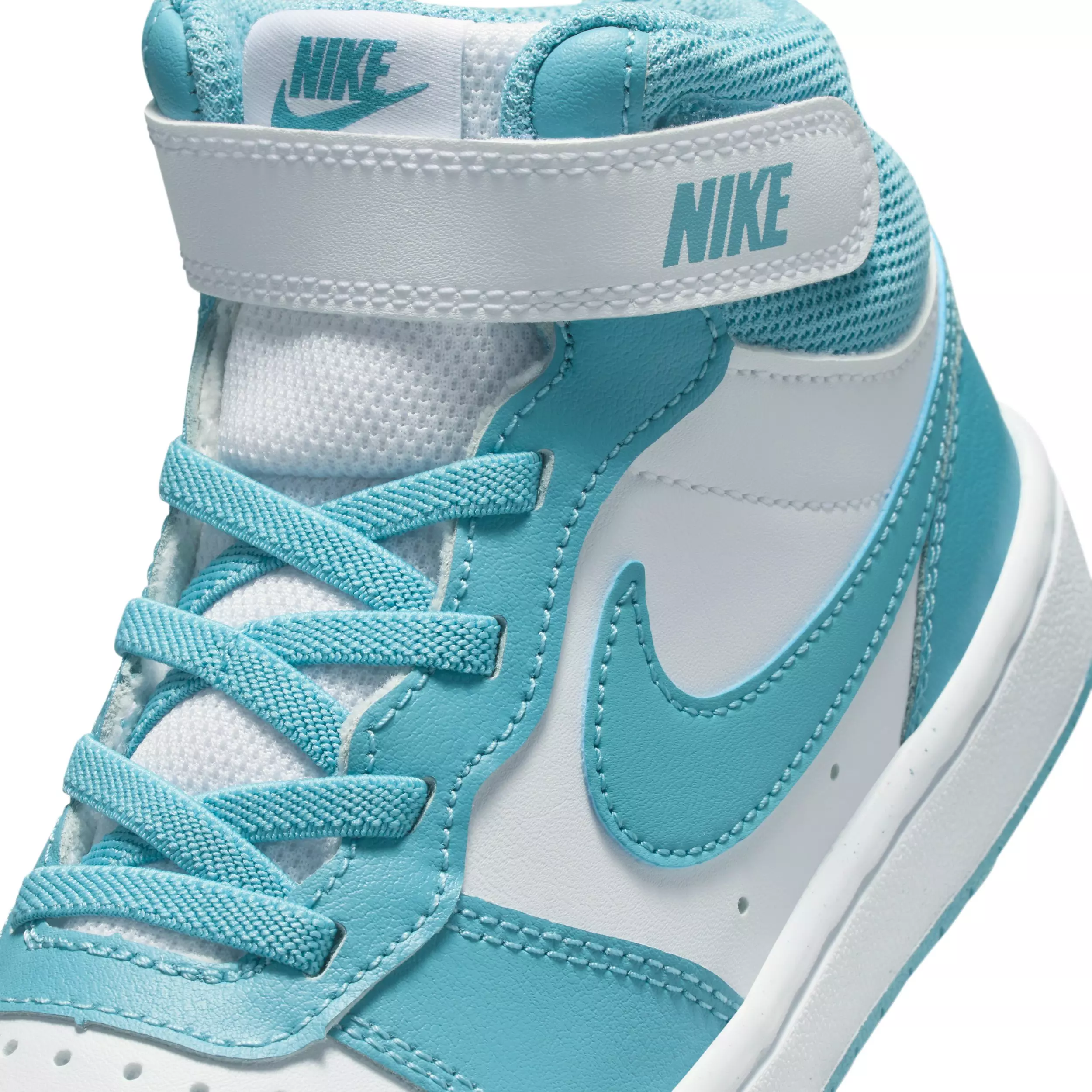 Nike Court Borough Mid 2 "White/Denim Turquoise" Preschool Girls' Shoe - WHITE/TURQUOISE