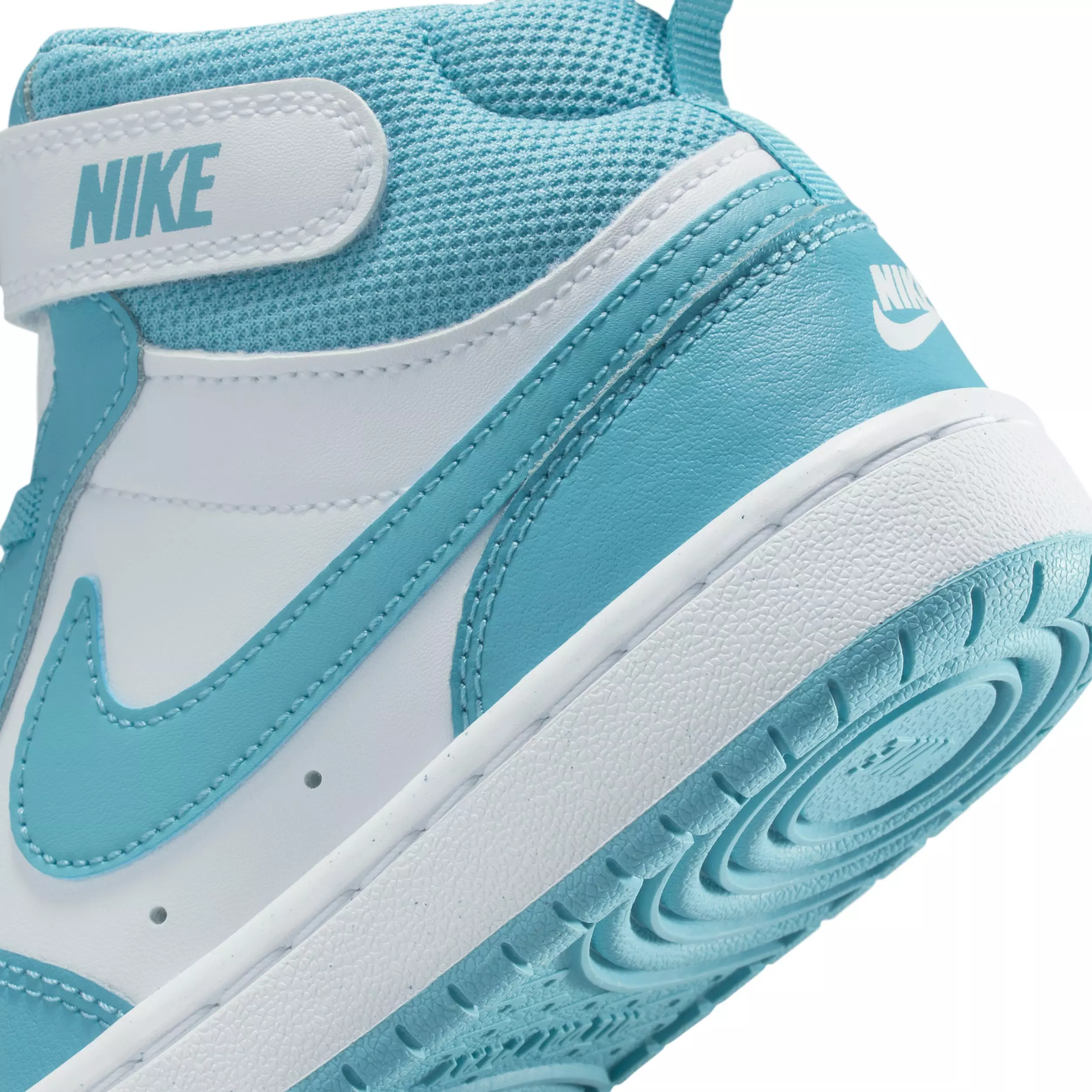 Nike Court Borough Mid 2 "White/Denim Turquoise" Preschool Girls' Shoe - WHITE/TURQUOISE