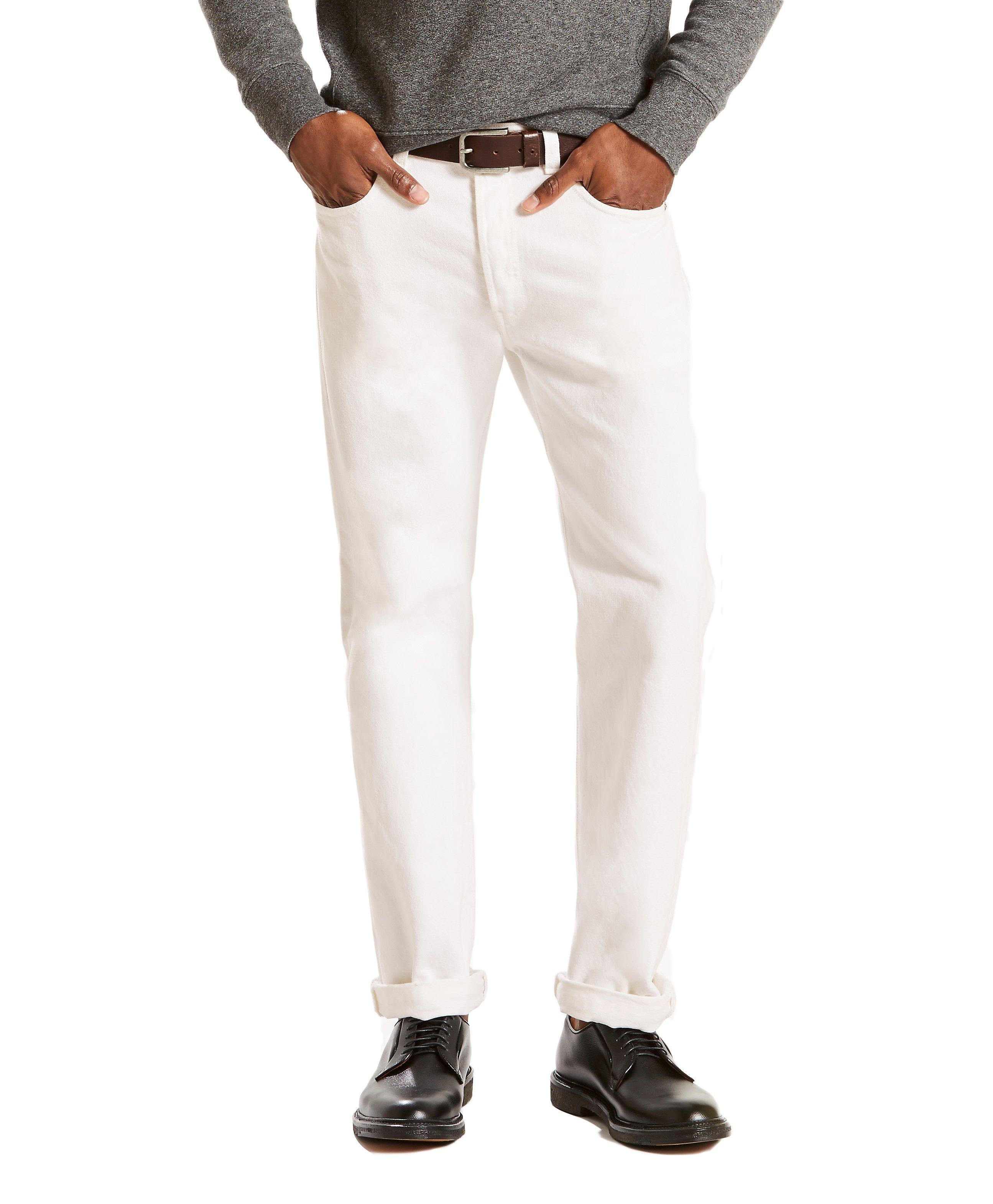 Levi's Men's 501 Original Straight Fit White Jeans - WHITE Thumbnail View 1