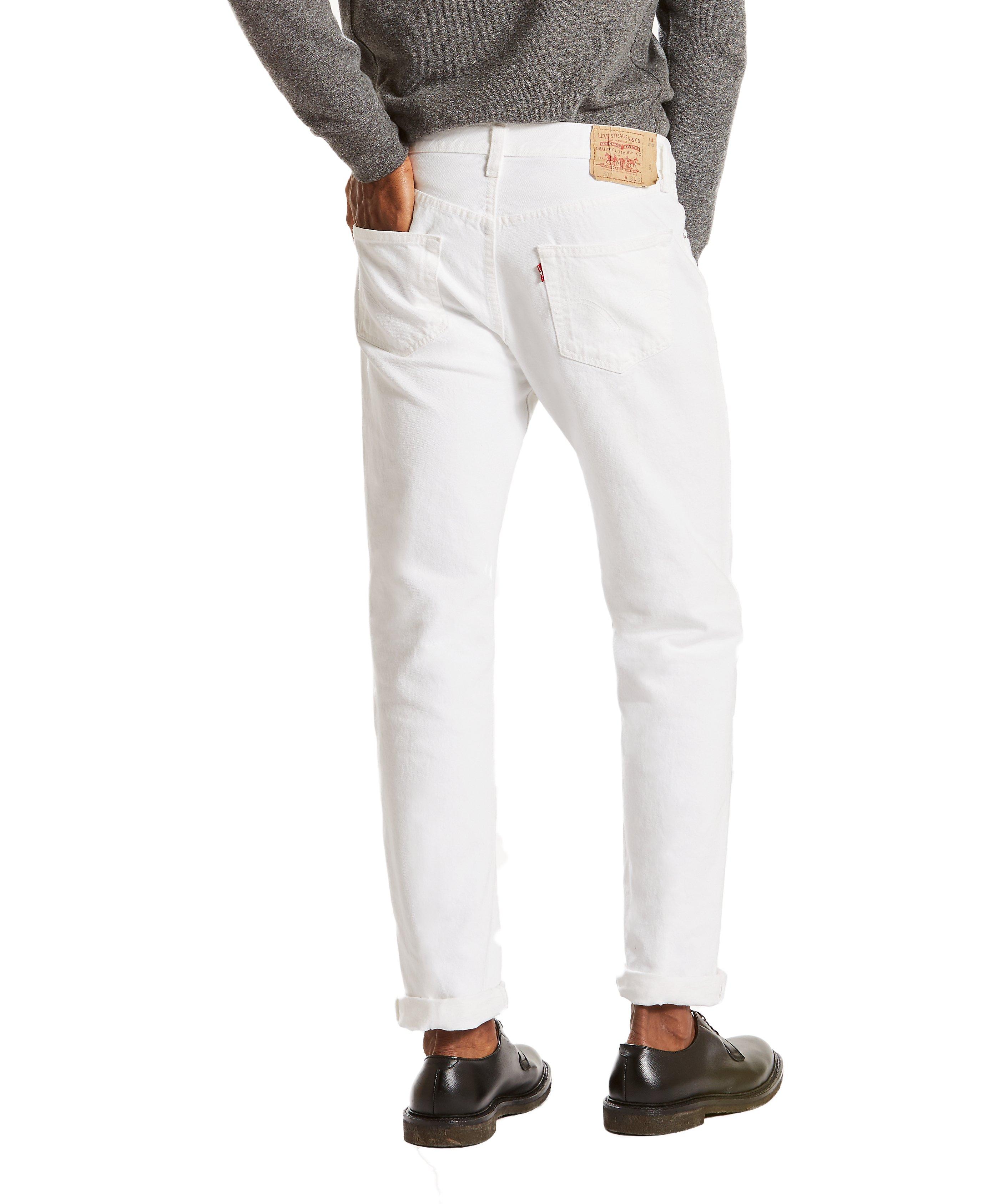 Levi's Men's 501 Original Straight Fit White Jeans - WHITE Thumbnail View 2