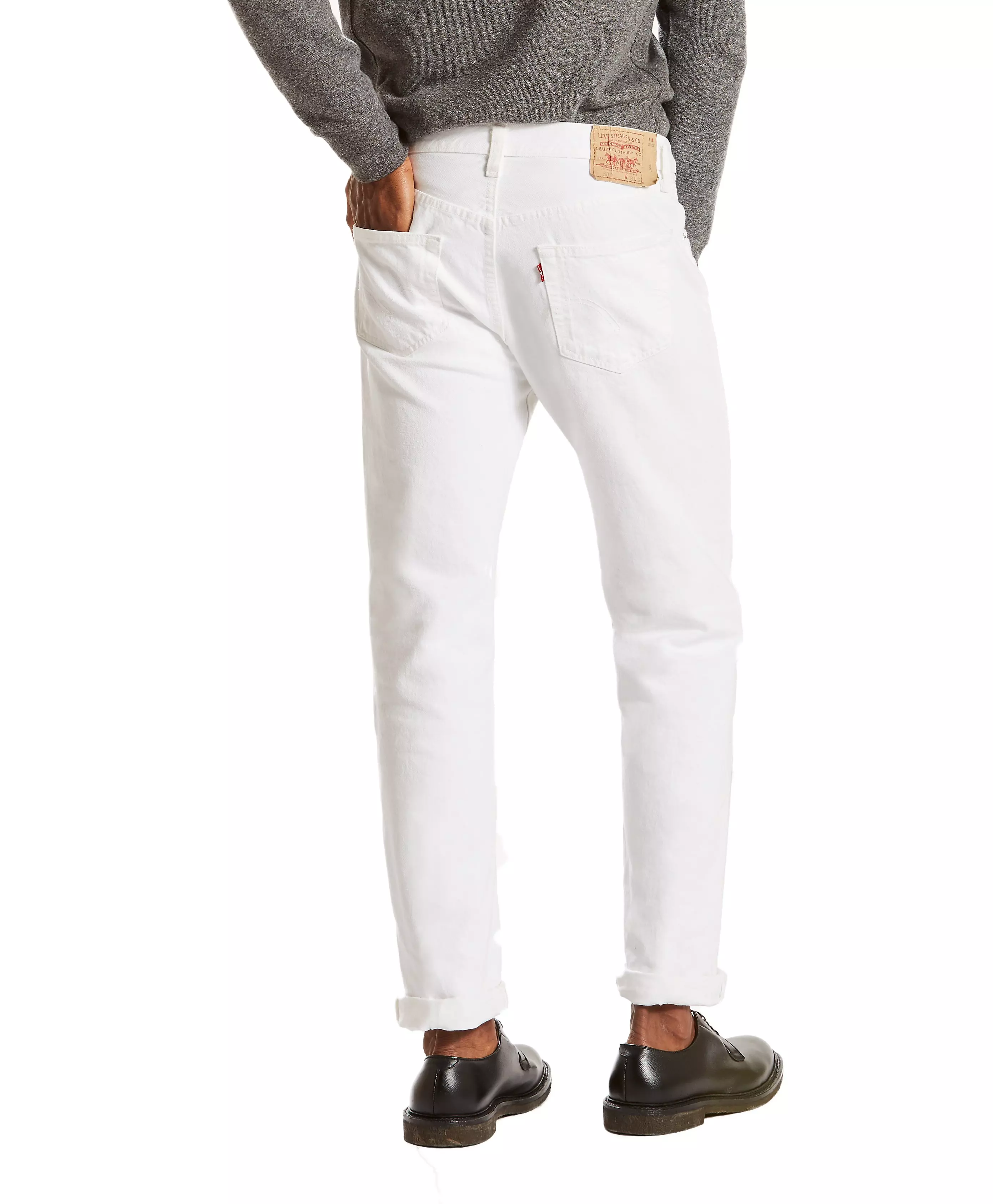Levi's Men's 501 Original Straight Fit White Jeans - WHITE